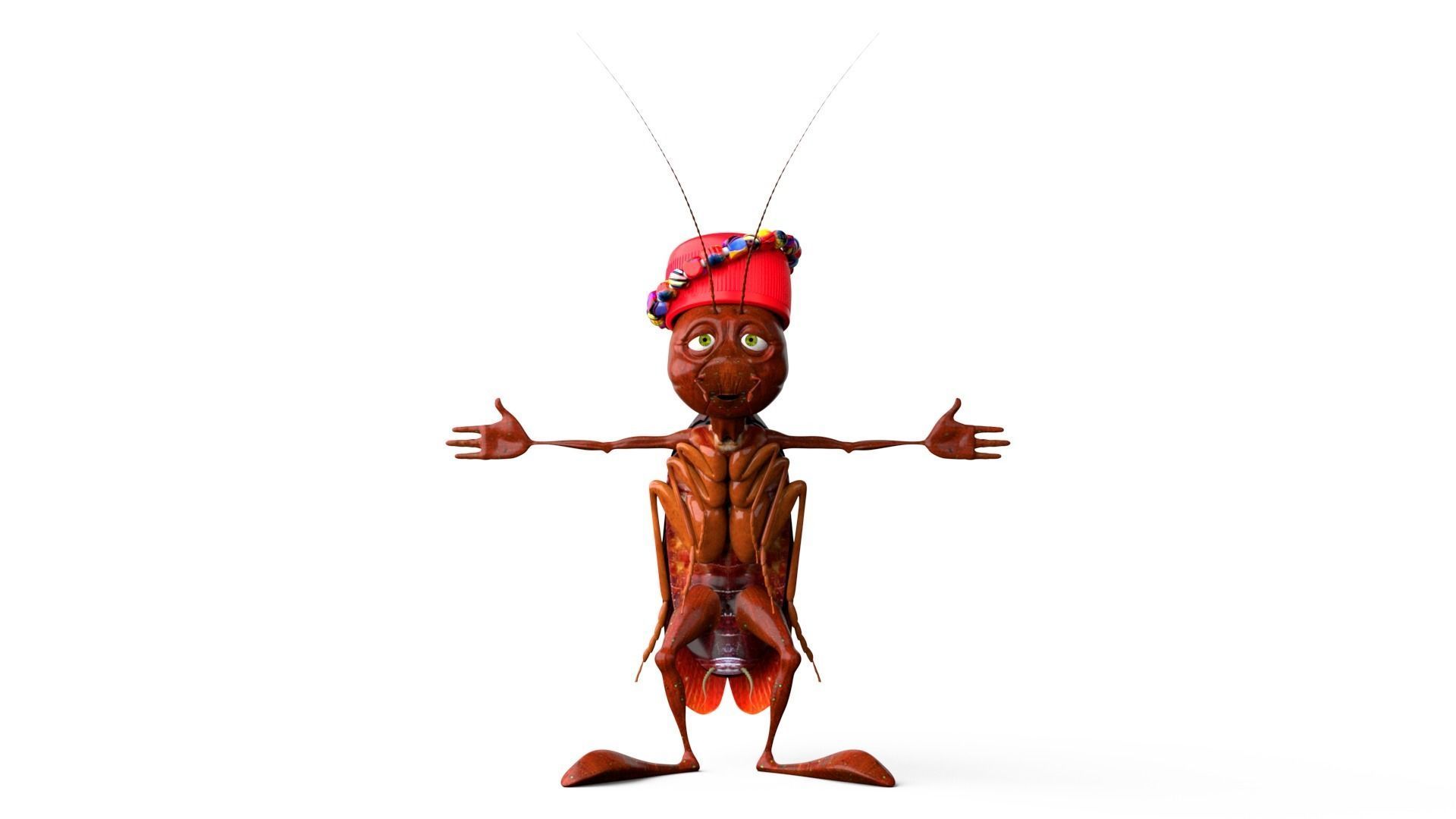 Cockroach Character Low-poly 3D model_3