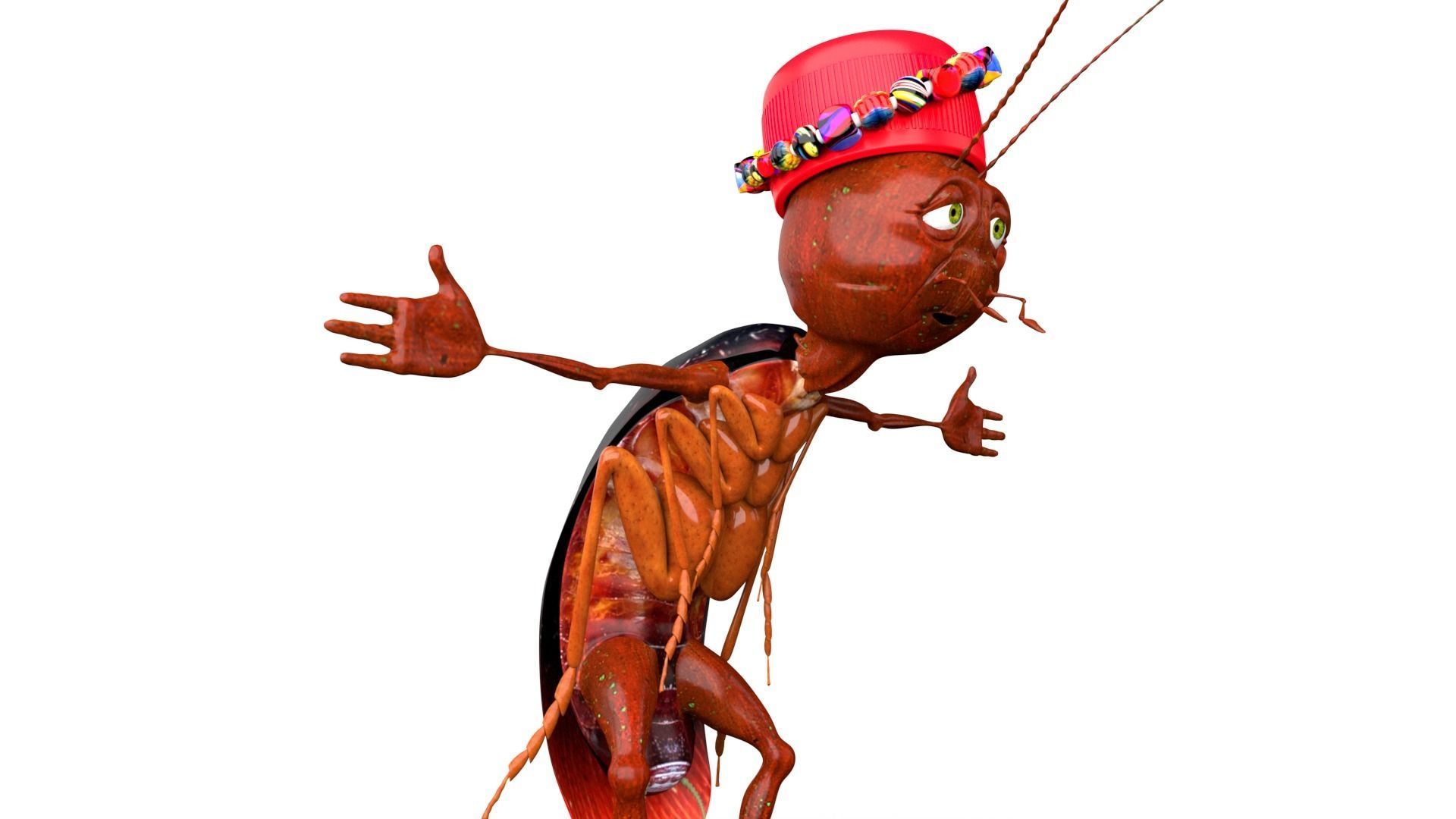 Cockroach Character Low-poly 3D model_8