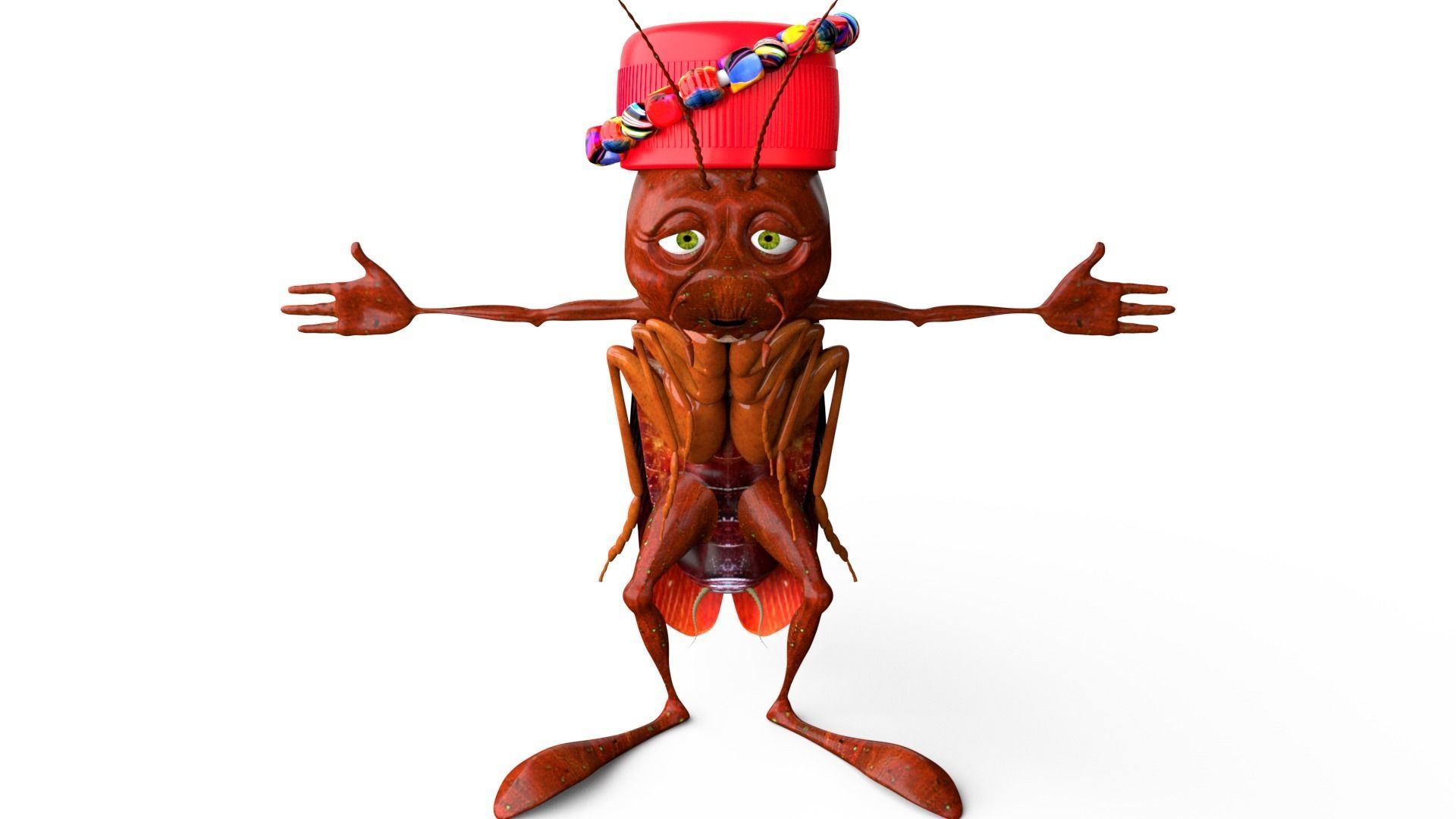 Cockroach Character Low-poly 3D model_12