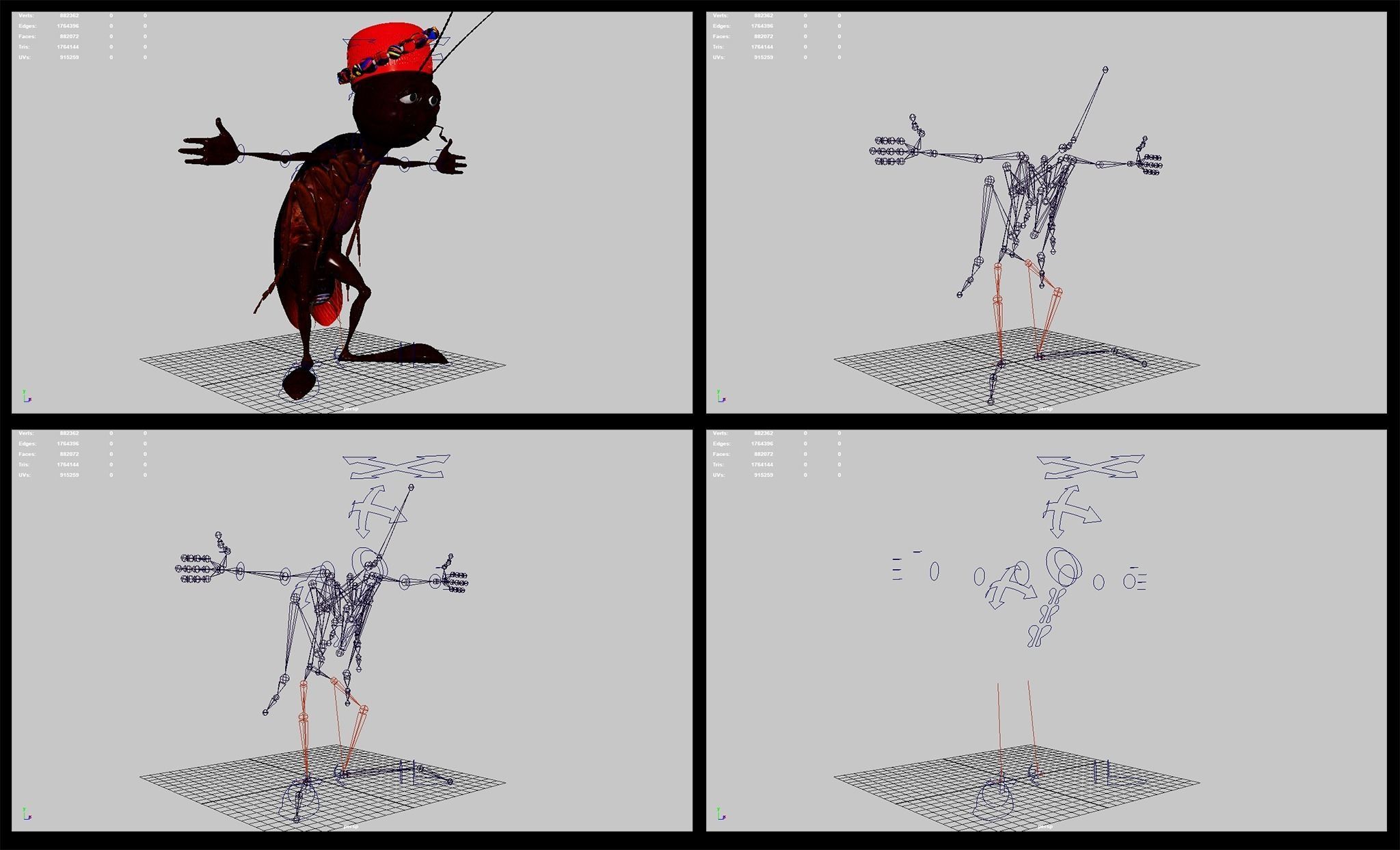 Cockroach Character Low-poly 3D model_1