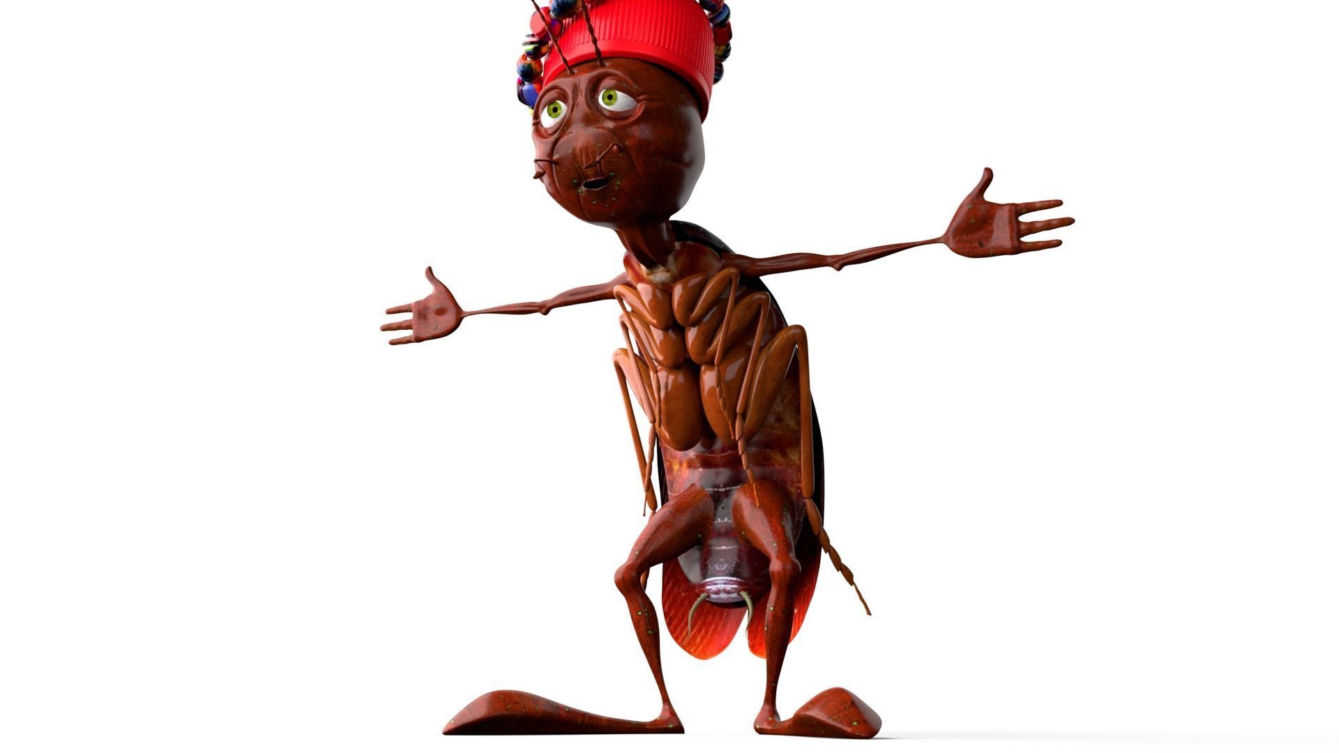 Cockroach Character Low-poly 3D model_9