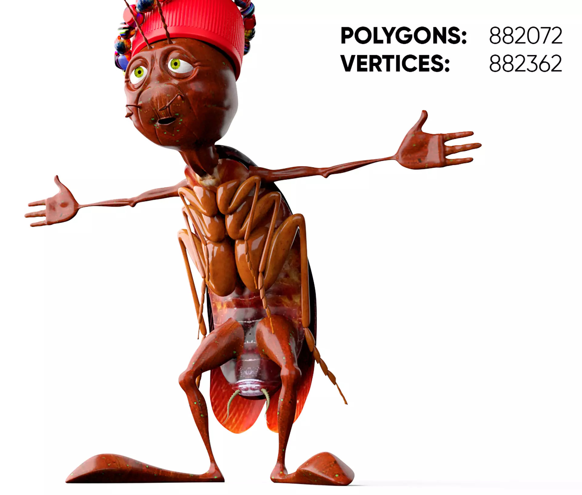 Cockroach Character Low-poly 3D model_0