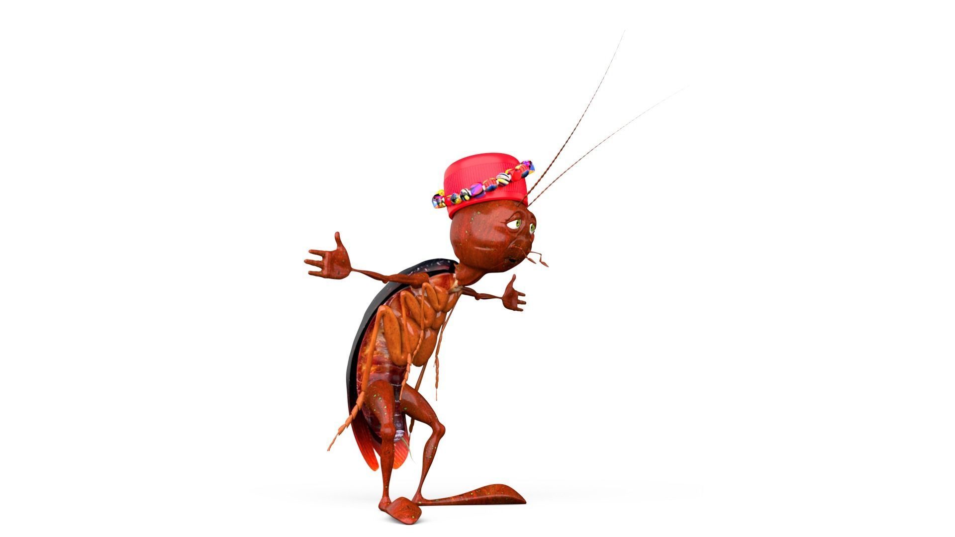 Cockroach Character Low-poly 3D model_4