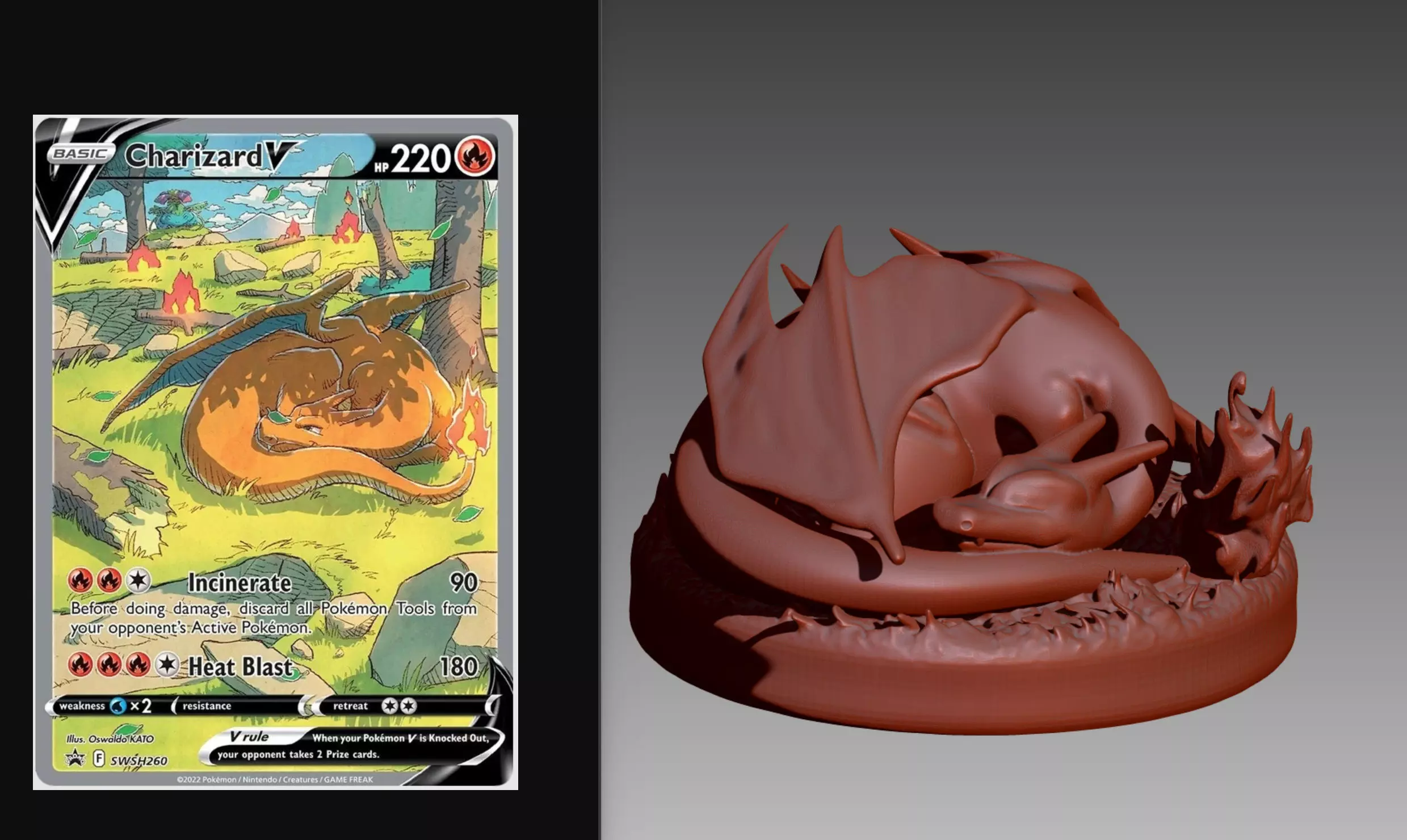 Charizard sleeping Pokemon OBJ STL 3D print model_0