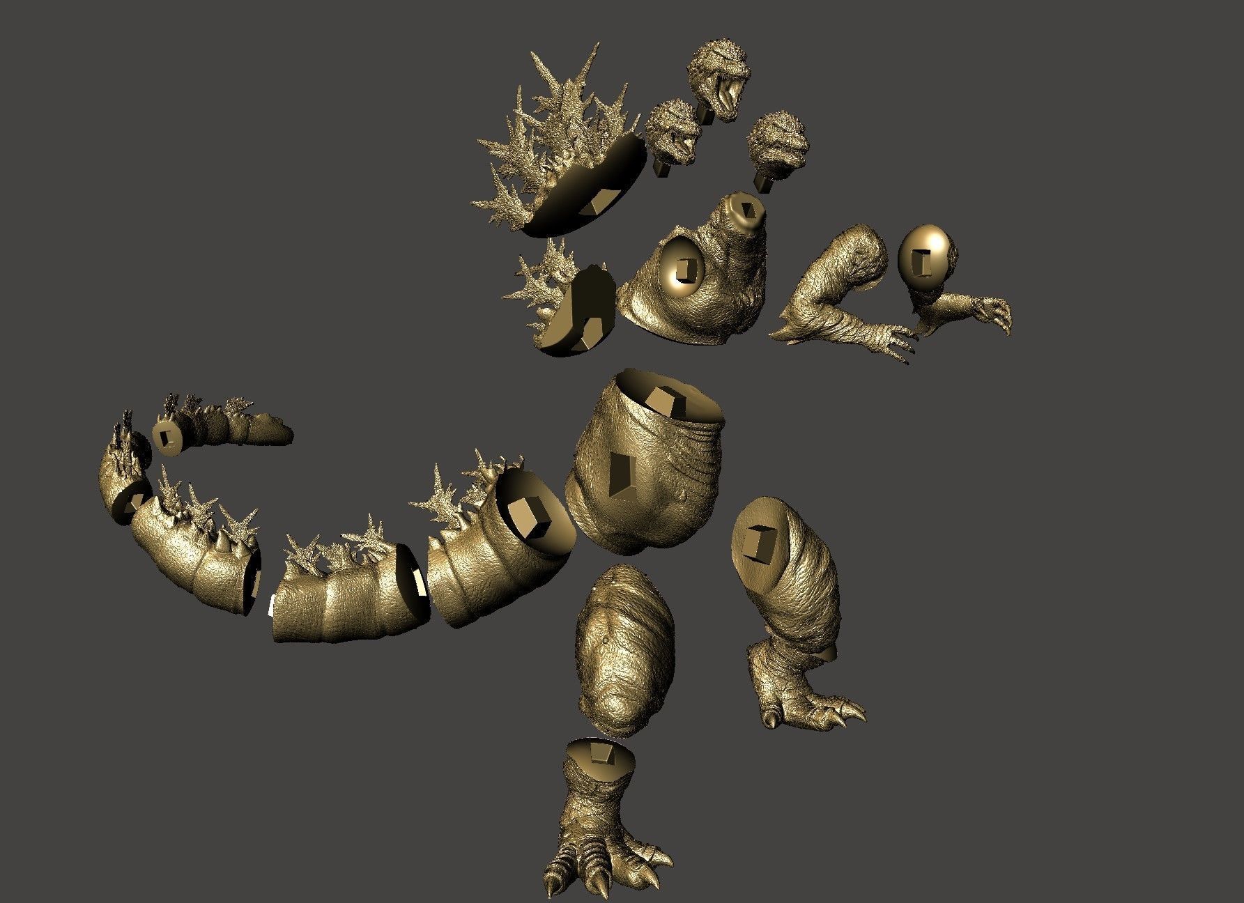 GODZILLA MINUS ONE -1 EXTREME DETAIL DYNAMIC POSE keyed and cut 3D print model_30