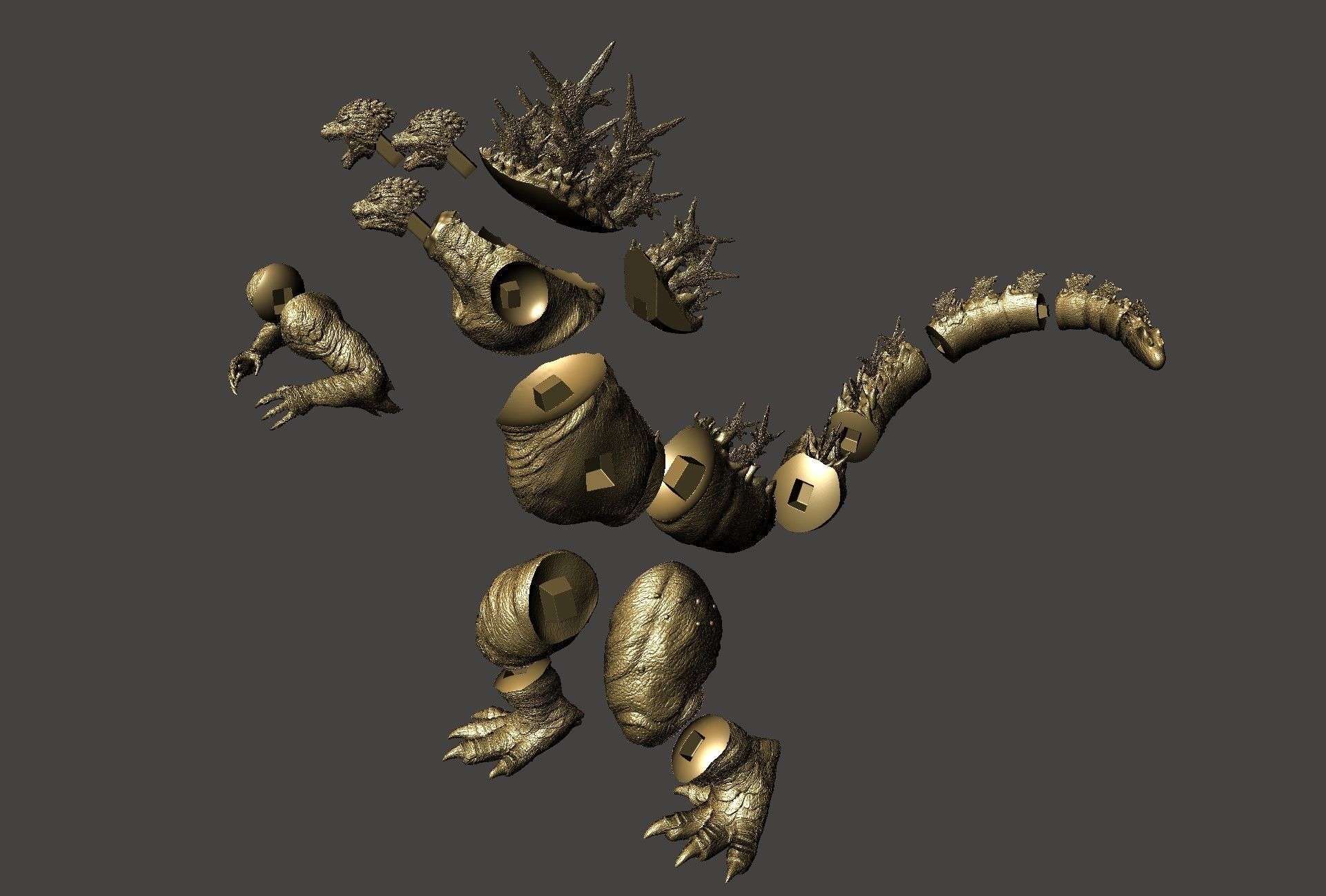 GODZILLA MINUS ONE -1 EXTREME DETAIL DYNAMIC POSE keyed and cut 3D print model_5