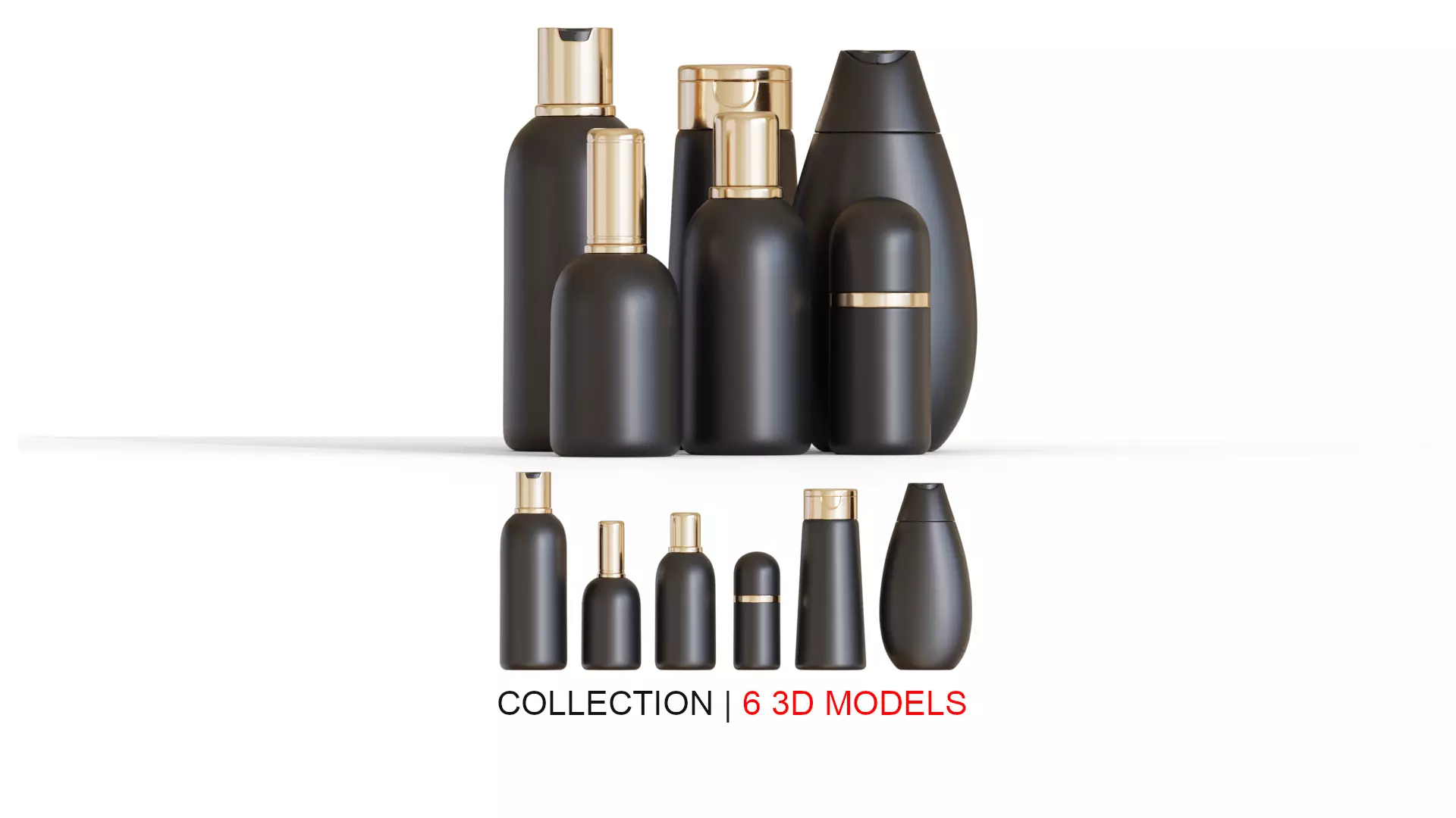 Black Cosmetic Bottles 3D Model Collection_0