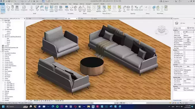 Revit Parametric Table Sofa Set 003