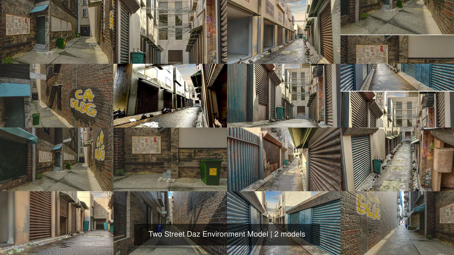 Two Street Daz Environment Model 3D Model Collection_0