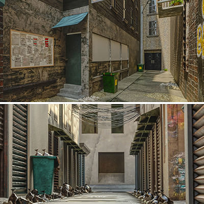 Two Street Daz Environment Model 3D Model Pack 4