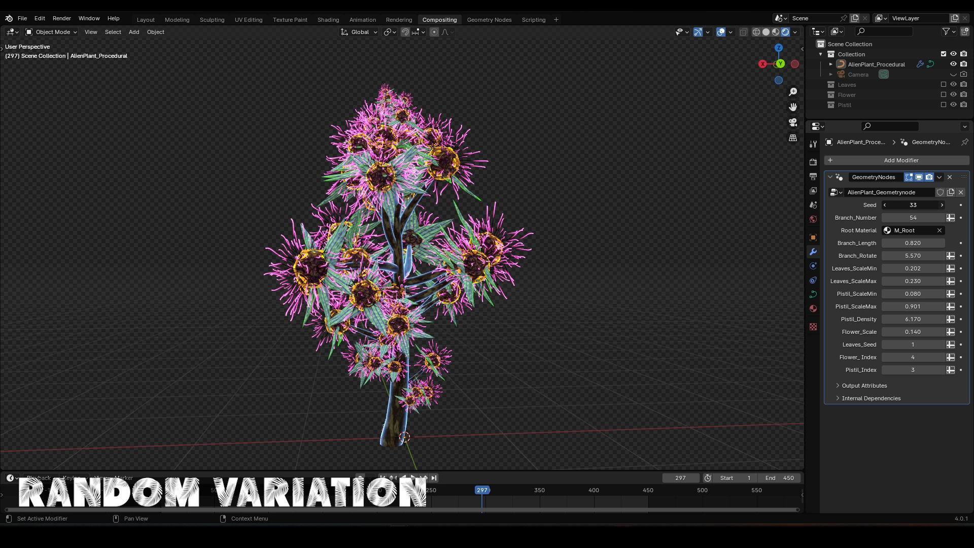 Alien Plant Procedural - Geometry Node - Blender V1-1 3D model_10