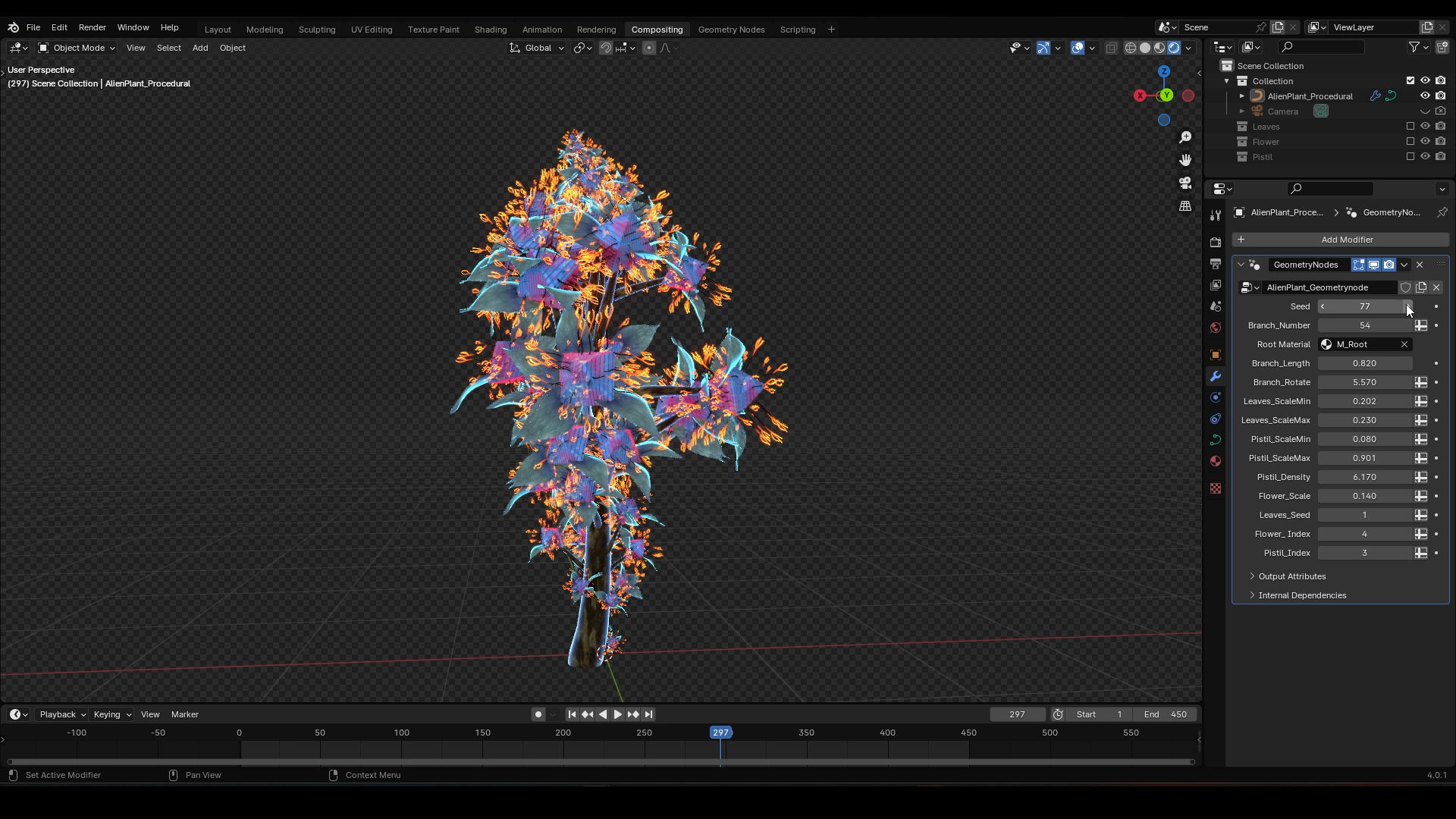 Alien Plant Procedural - Geometry Node - Blender V1-1 3D model_12