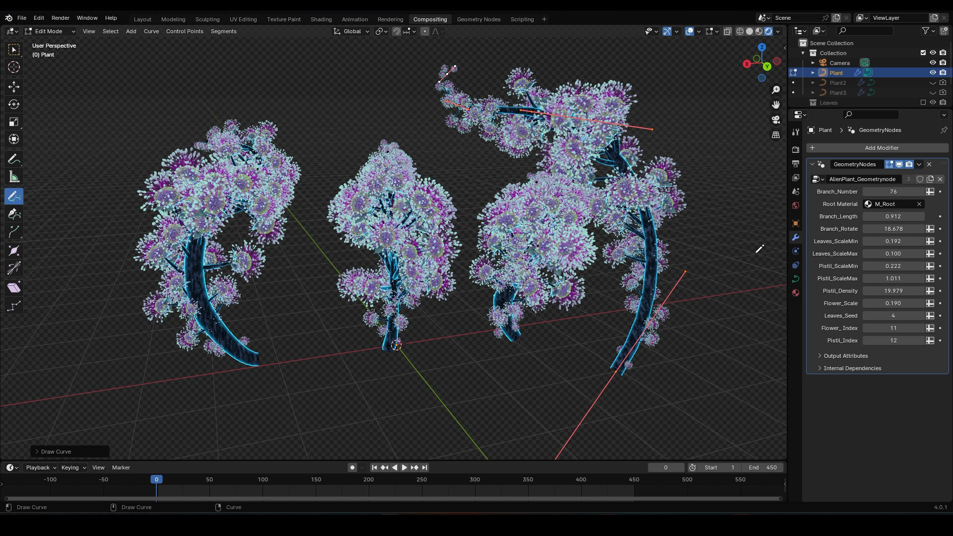 Alien Plant Procedural - Geometry Node - Blender V1-1 3D model_4