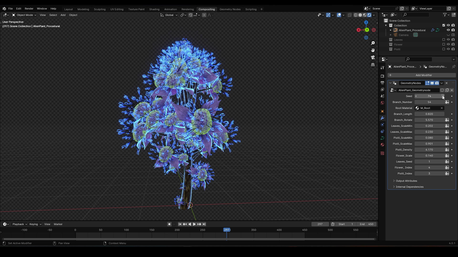 Alien Plant Procedural - Geometry Node - Blender V1-1 3D model_11