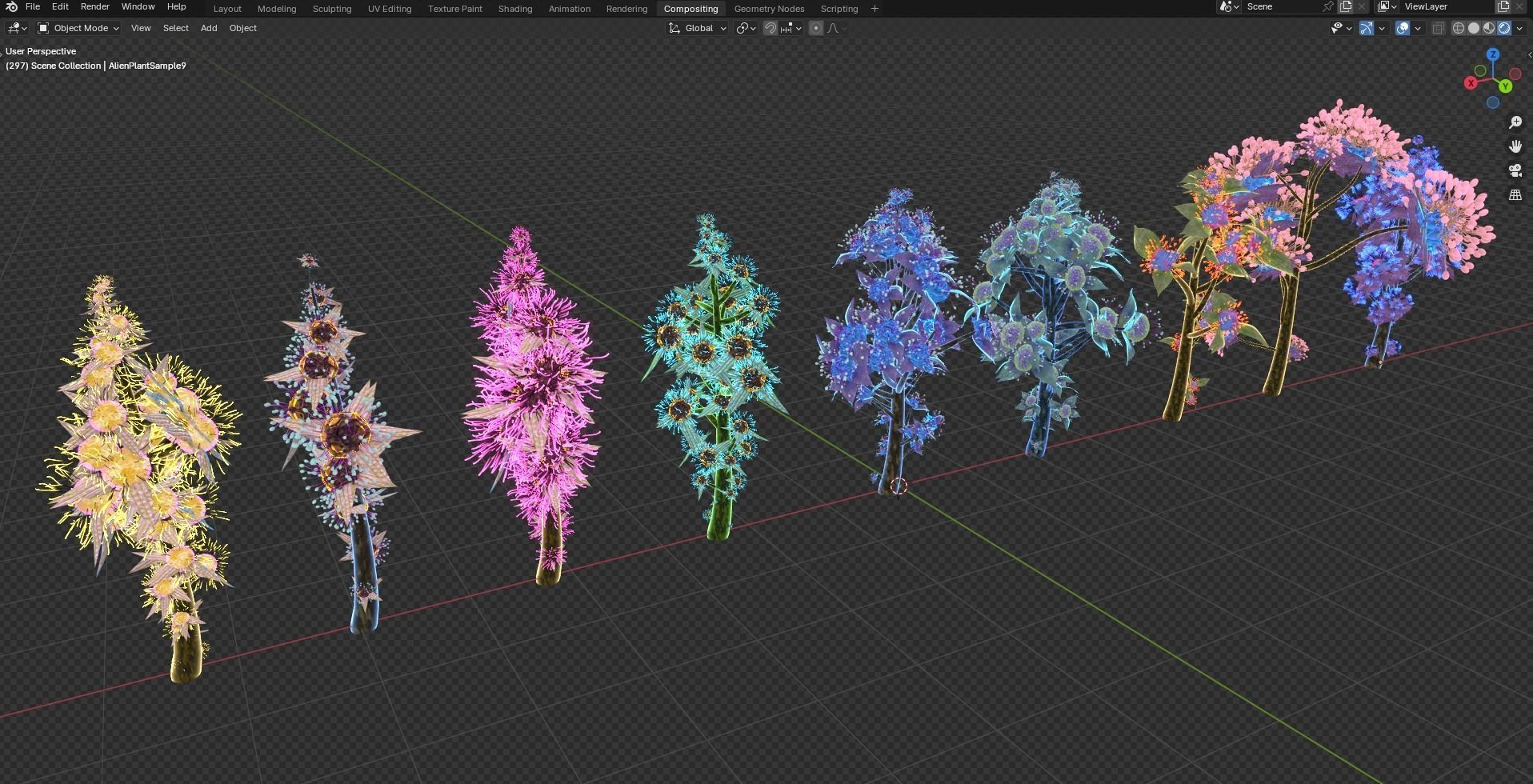 Alien Plant Procedural - Geometry Node - Blender V1-1 3D model_14