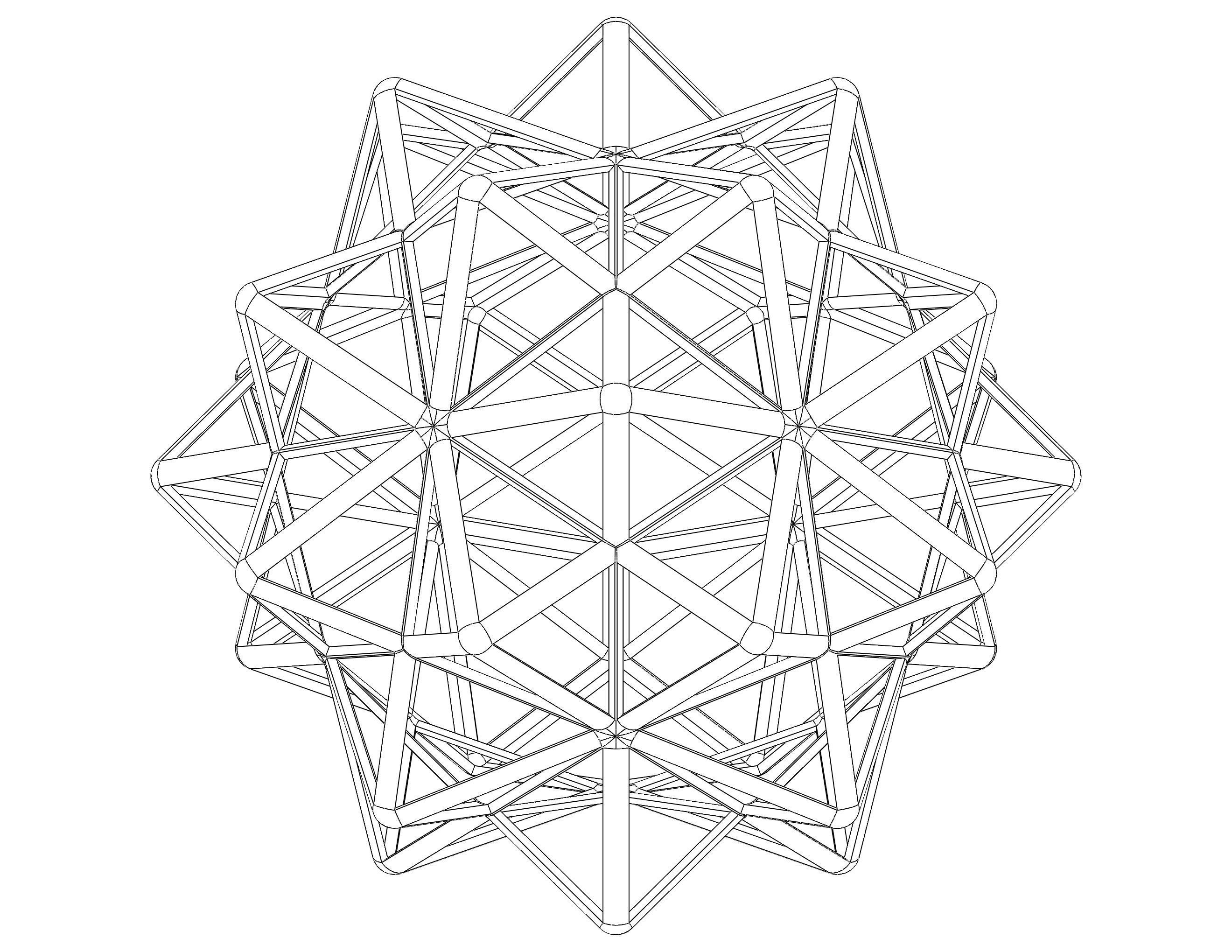 Wireframe Shape Compound of Five Octahedra 3D print model_22