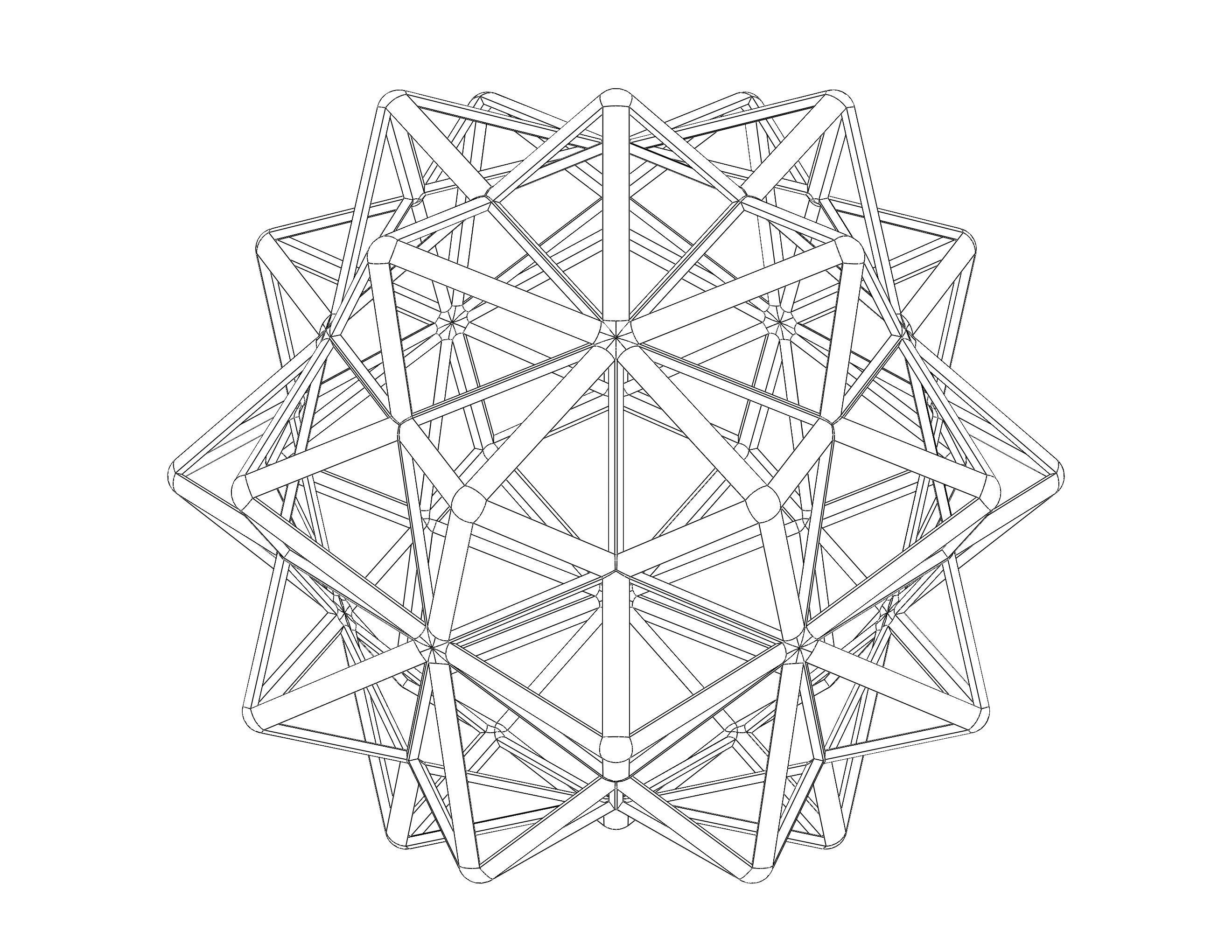 Wireframe Shape Compound of Five Octahedra 3D print model_18