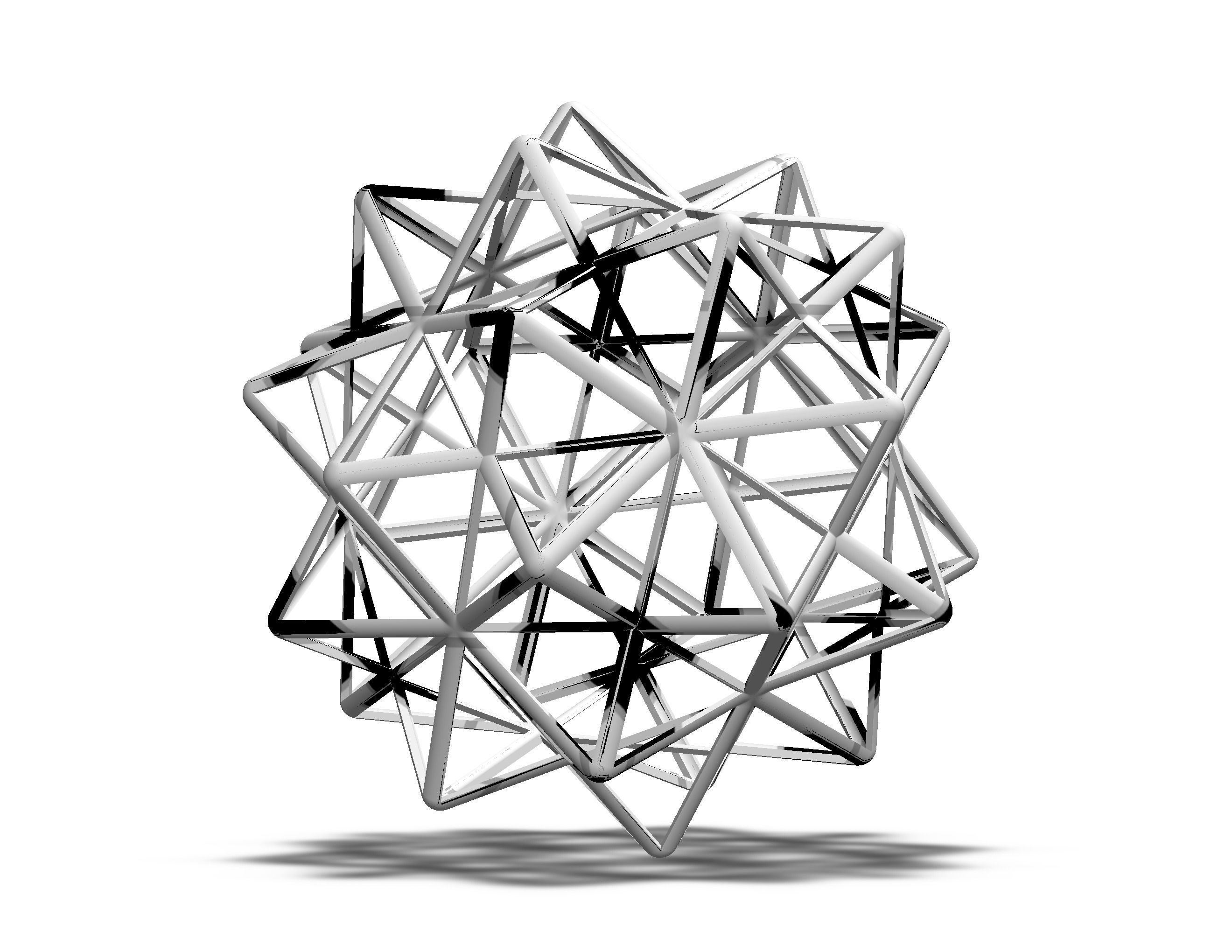 Wireframe Shape Compound of Five Octahedra 3D print model_29