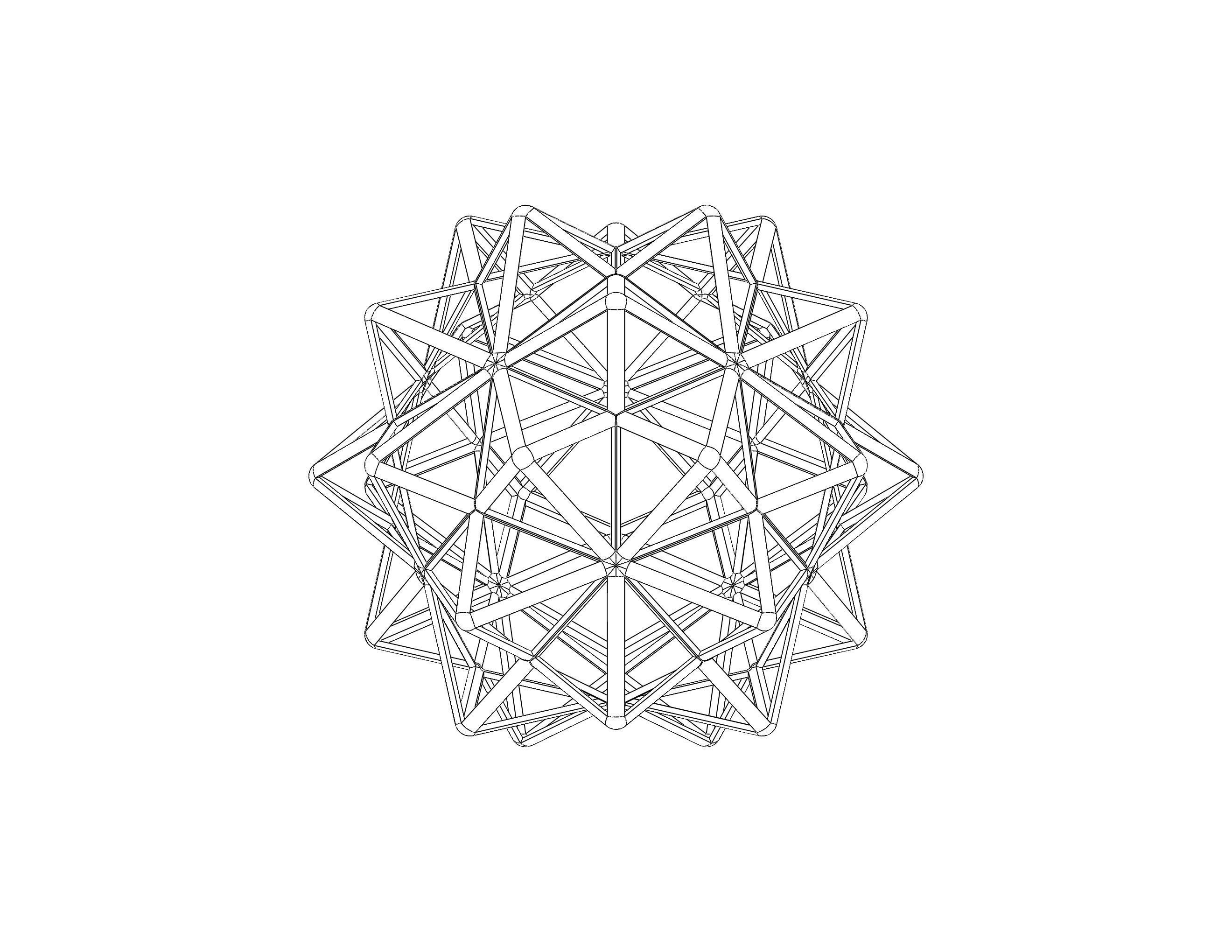 Wireframe Shape Compound of Five Octahedra 3D print model_38