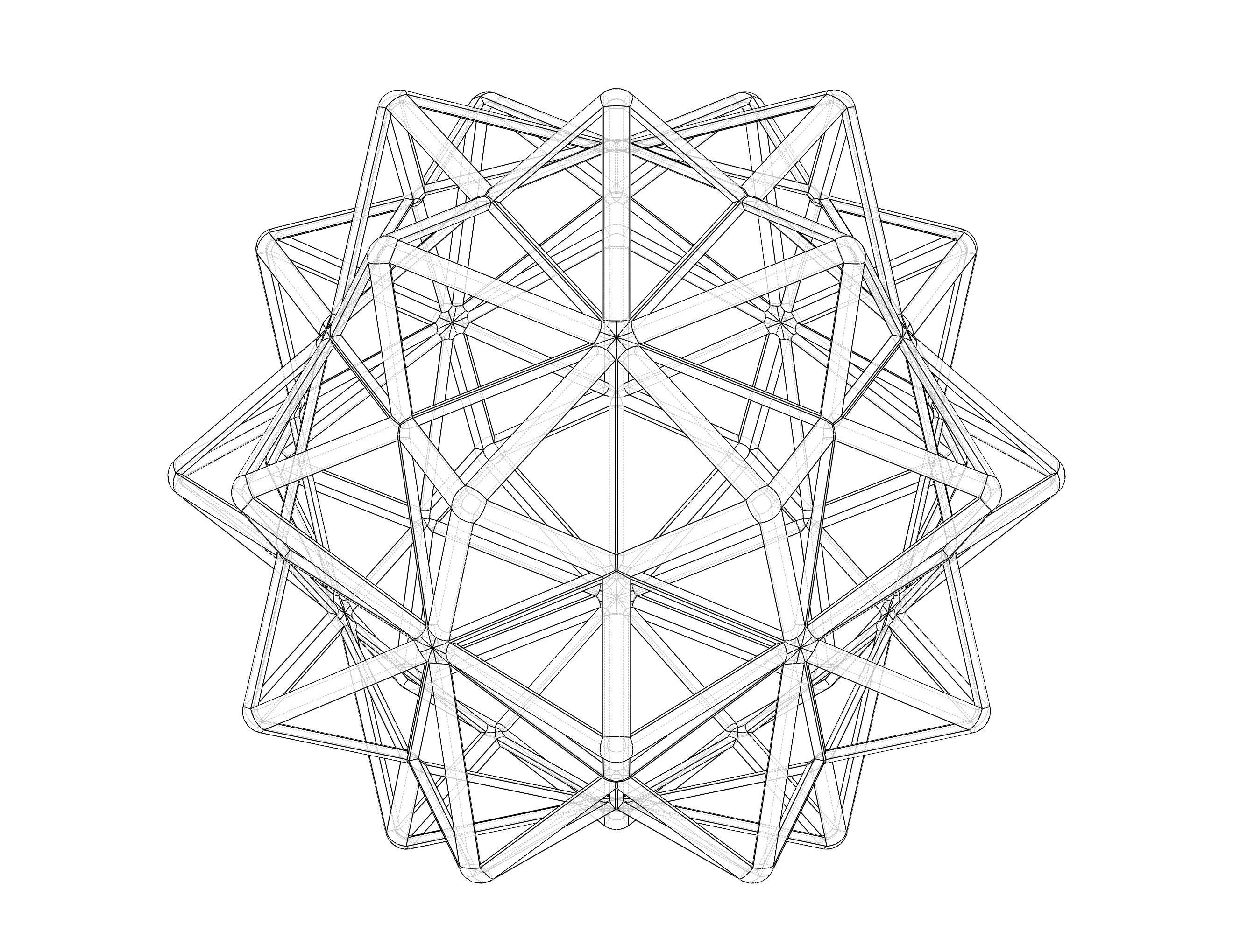Wireframe Shape Compound of Five Octahedra 3D print model_19