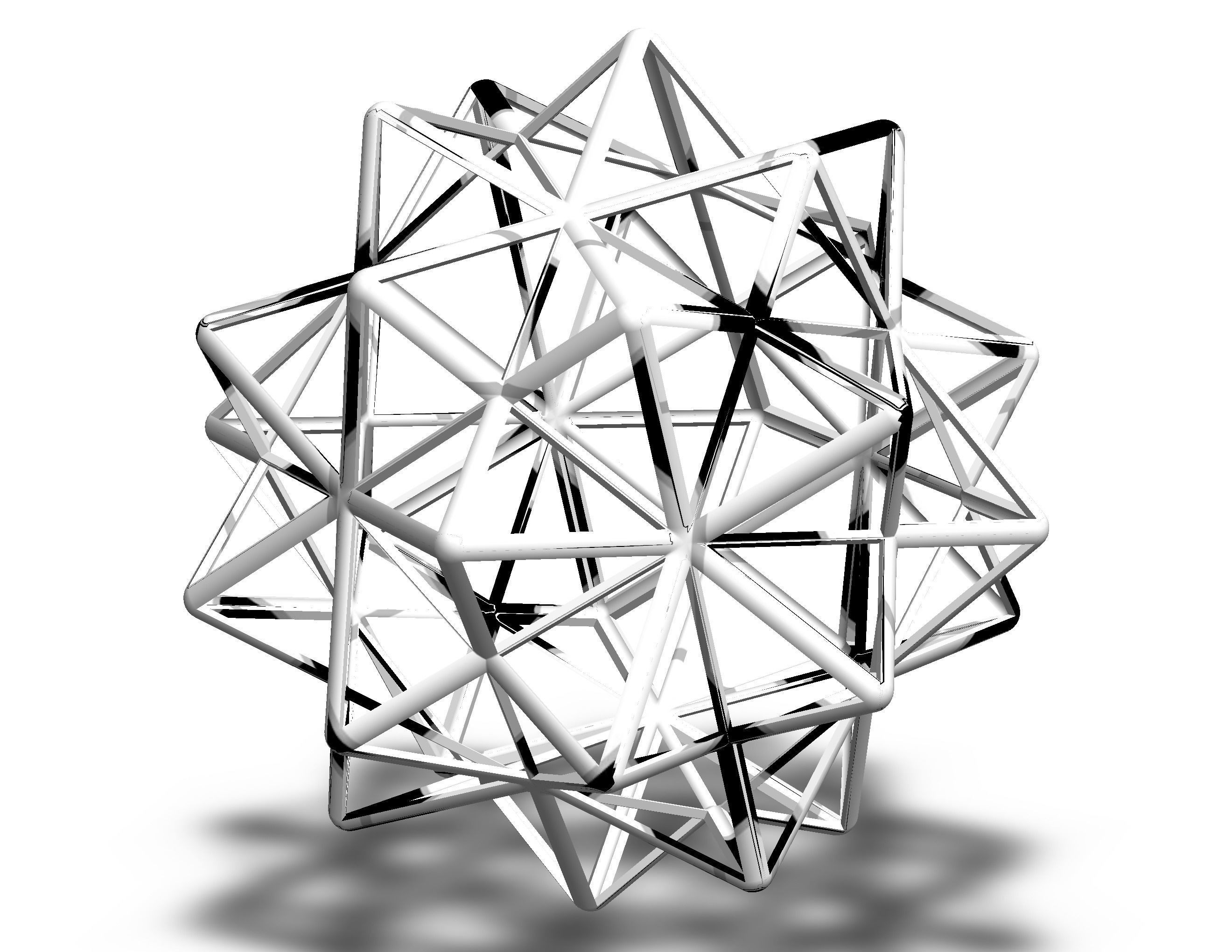 Wireframe Shape Compound of Five Octahedra 3D print model_5