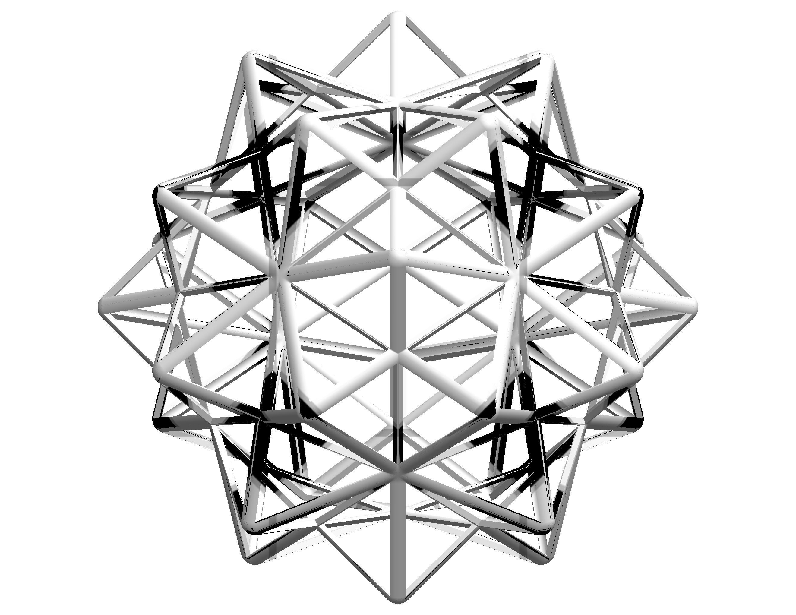 Wireframe Shape Compound of Five Octahedra 3D print model_25