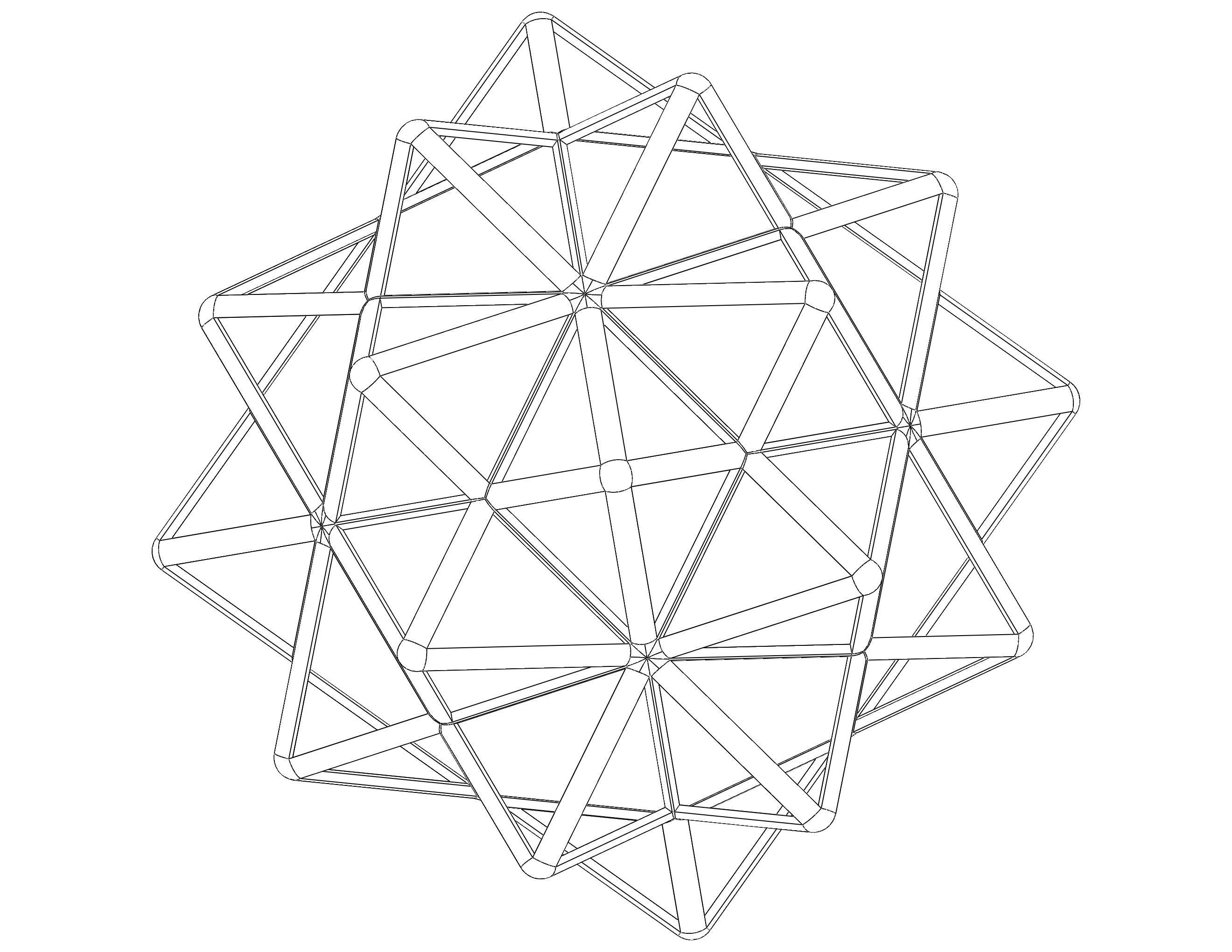 Wireframe Shape Compound of Five Octahedra 3D print model_30