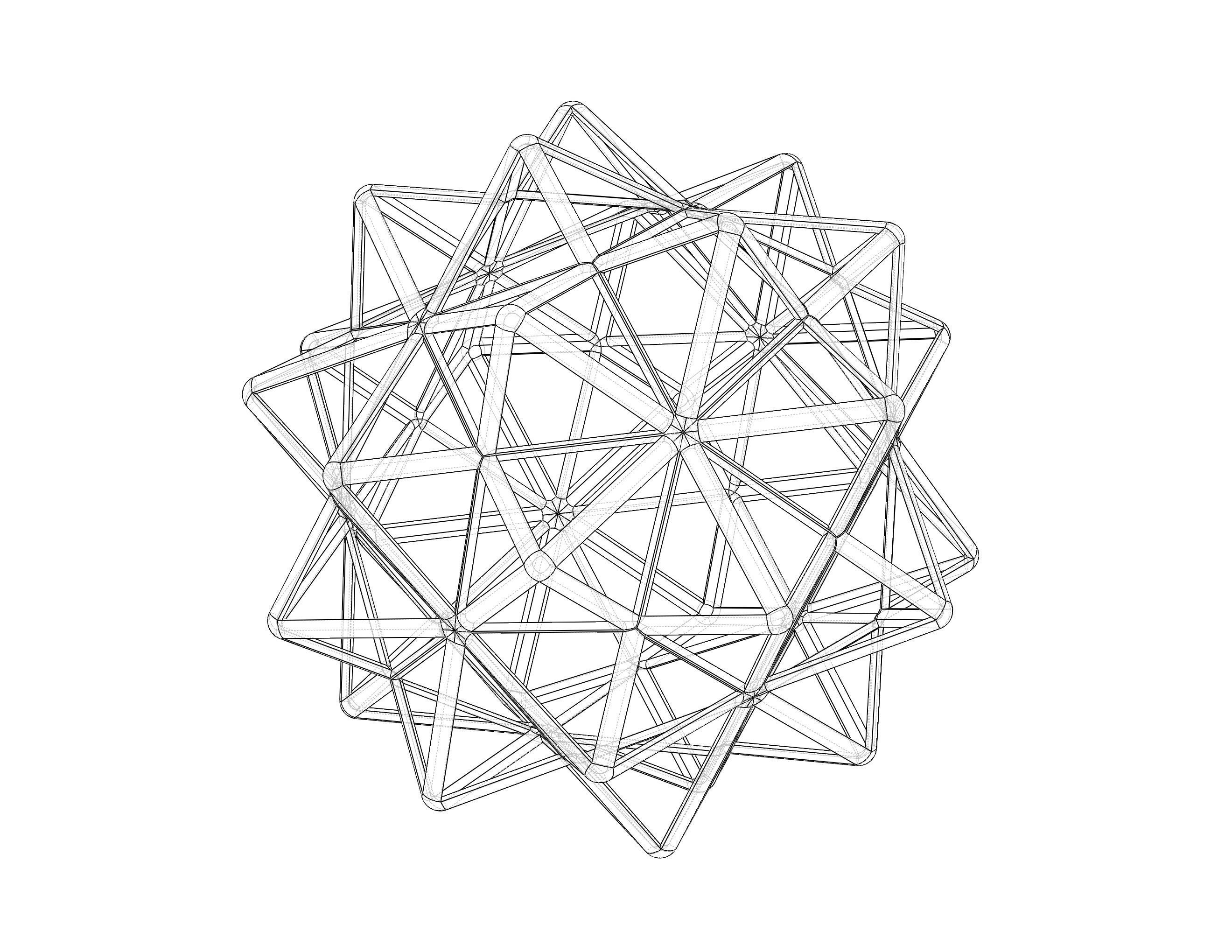Wireframe Shape Compound of Five Octahedra 3D print model_27