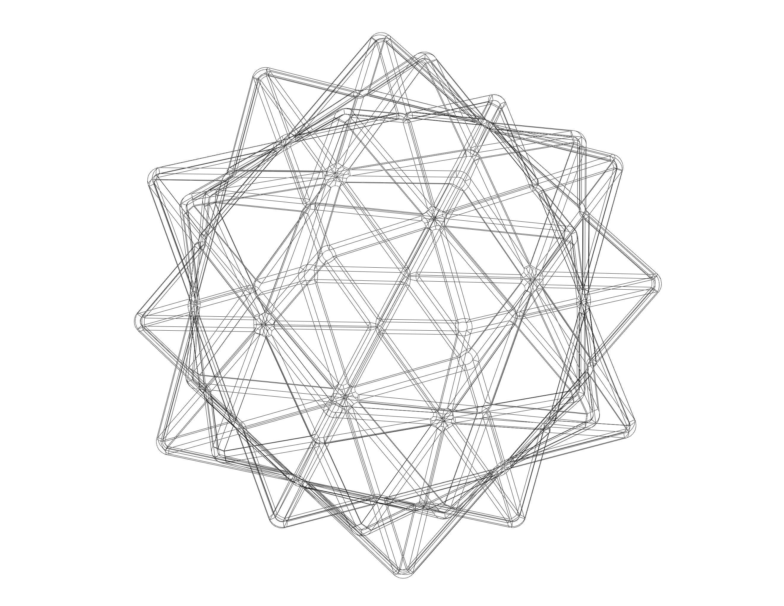 Wireframe Shape Compound of Five Octahedra 3D print model_8