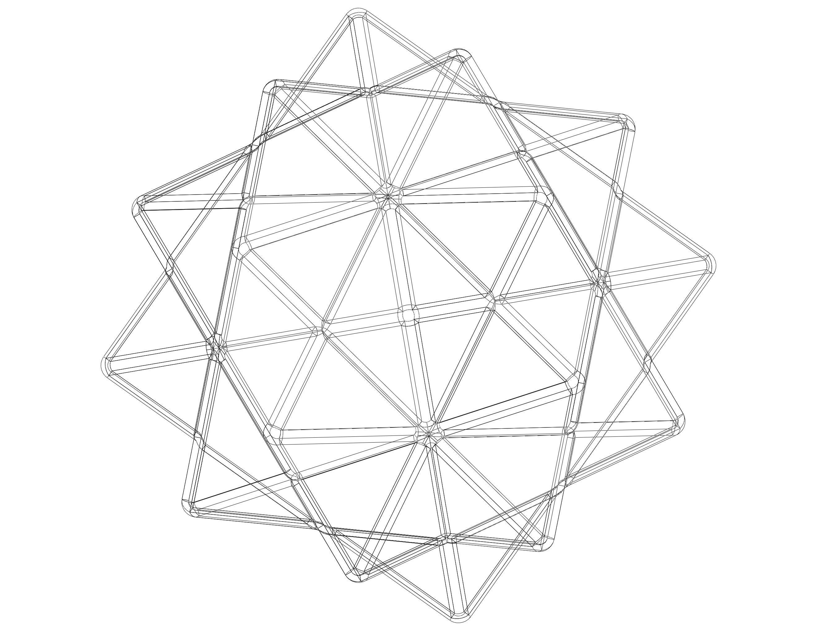 Wireframe Shape Compound of Five Octahedra 3D print model_32