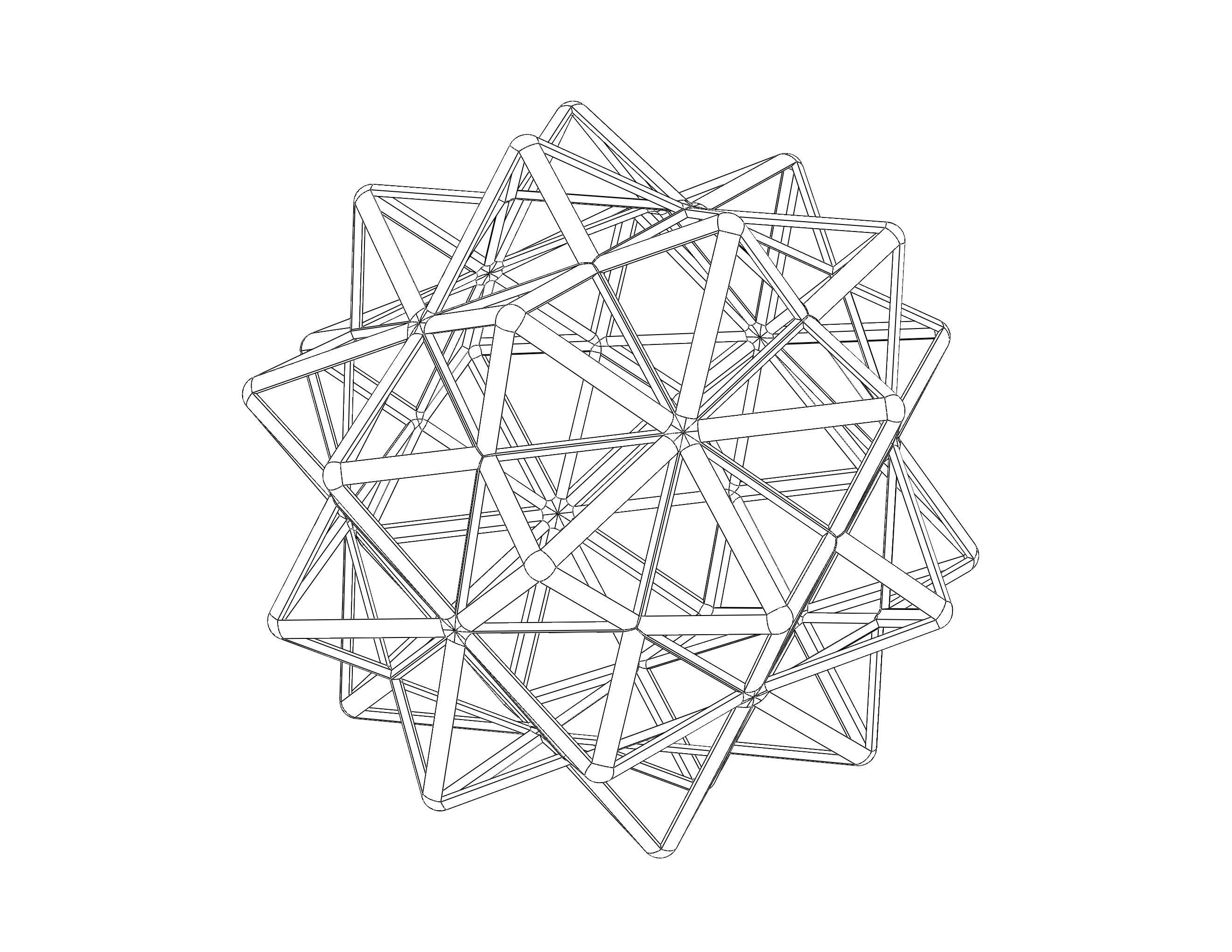Wireframe Shape Compound of Five Octahedra 3D print model_26