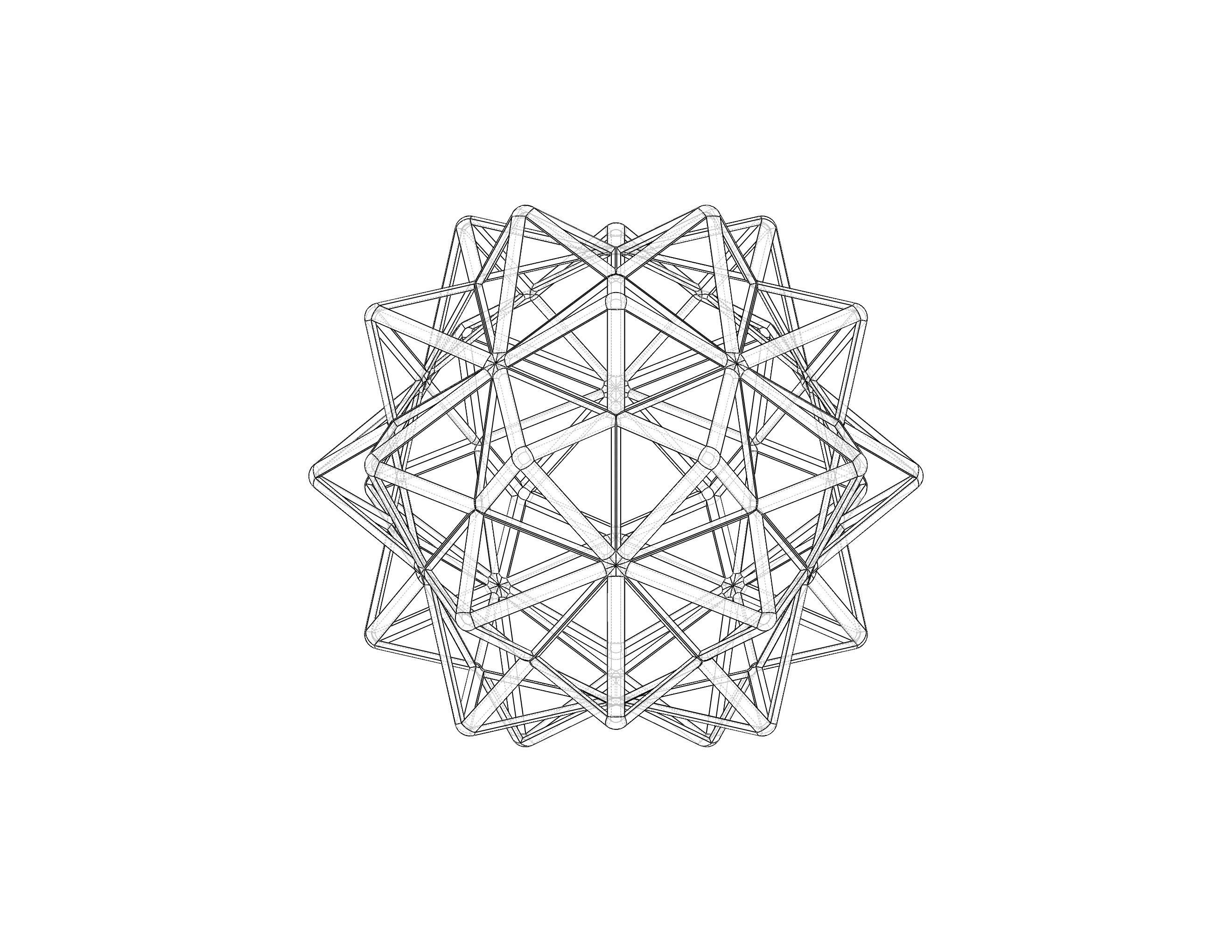 Wireframe Shape Compound of Five Octahedra 3D print model_39