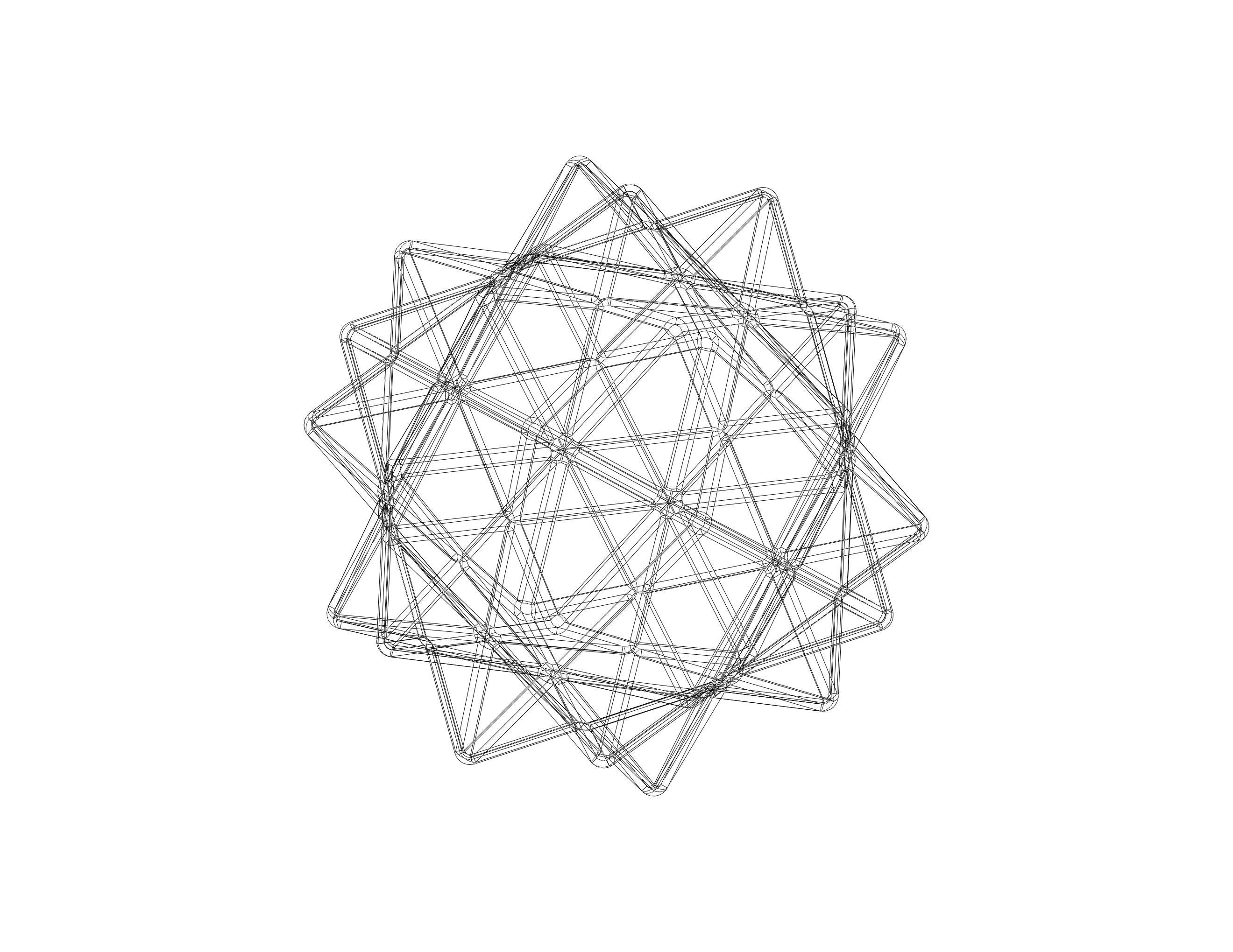 Wireframe Shape Compound of Five Octahedra 3D print model_36