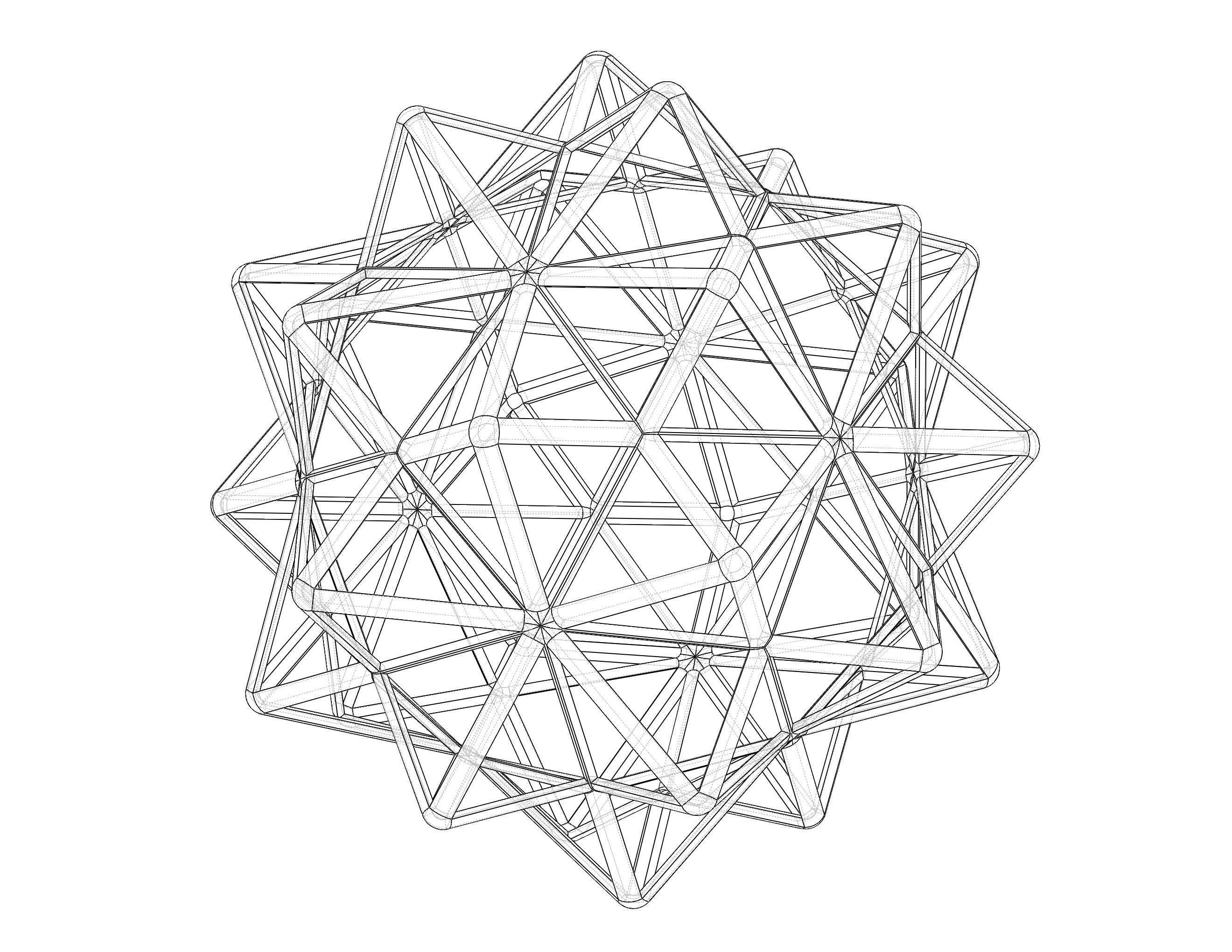 Wireframe Shape Compound of Five Octahedra 3D print model_7