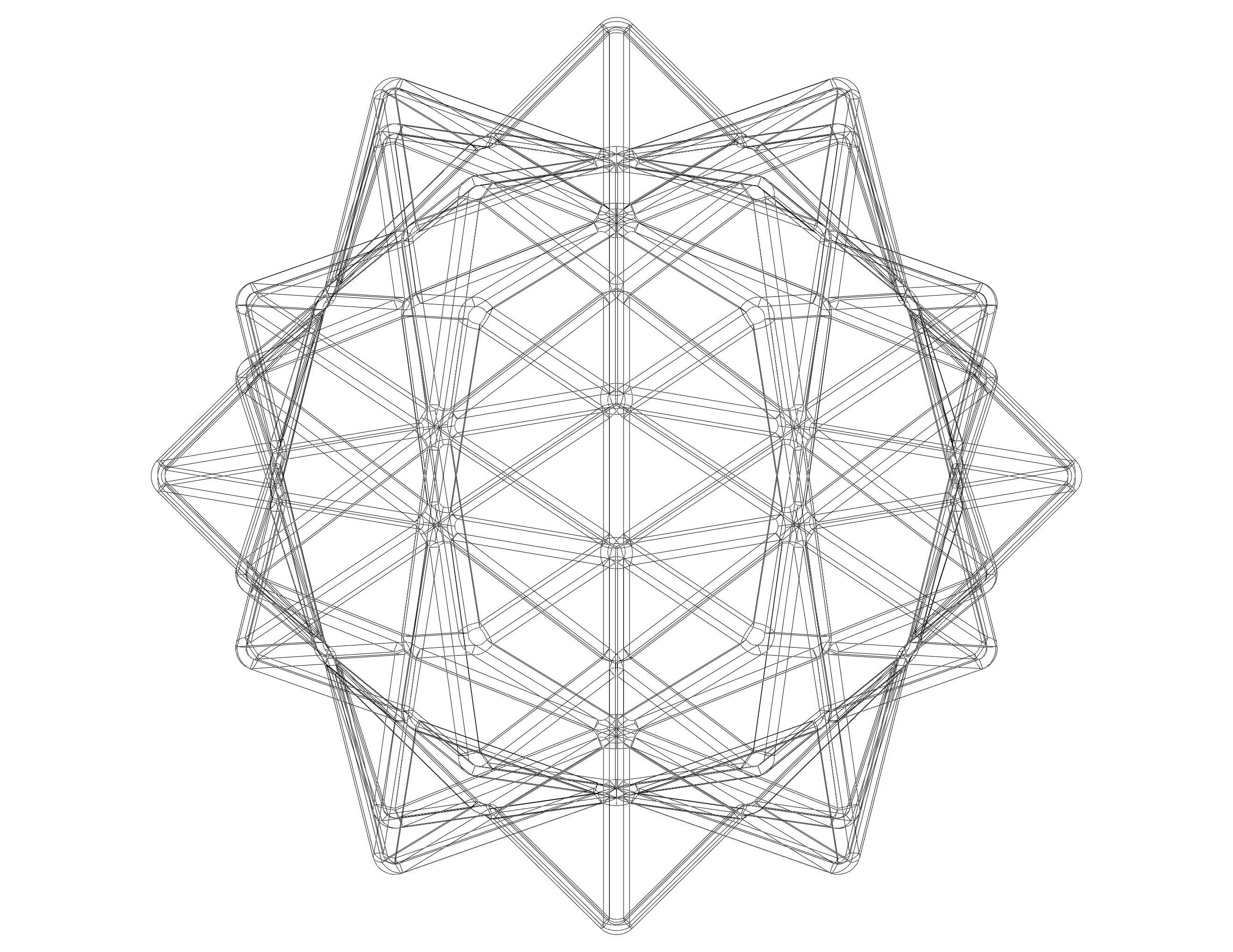 Wireframe Shape Compound of Five Octahedra 3D print model_24