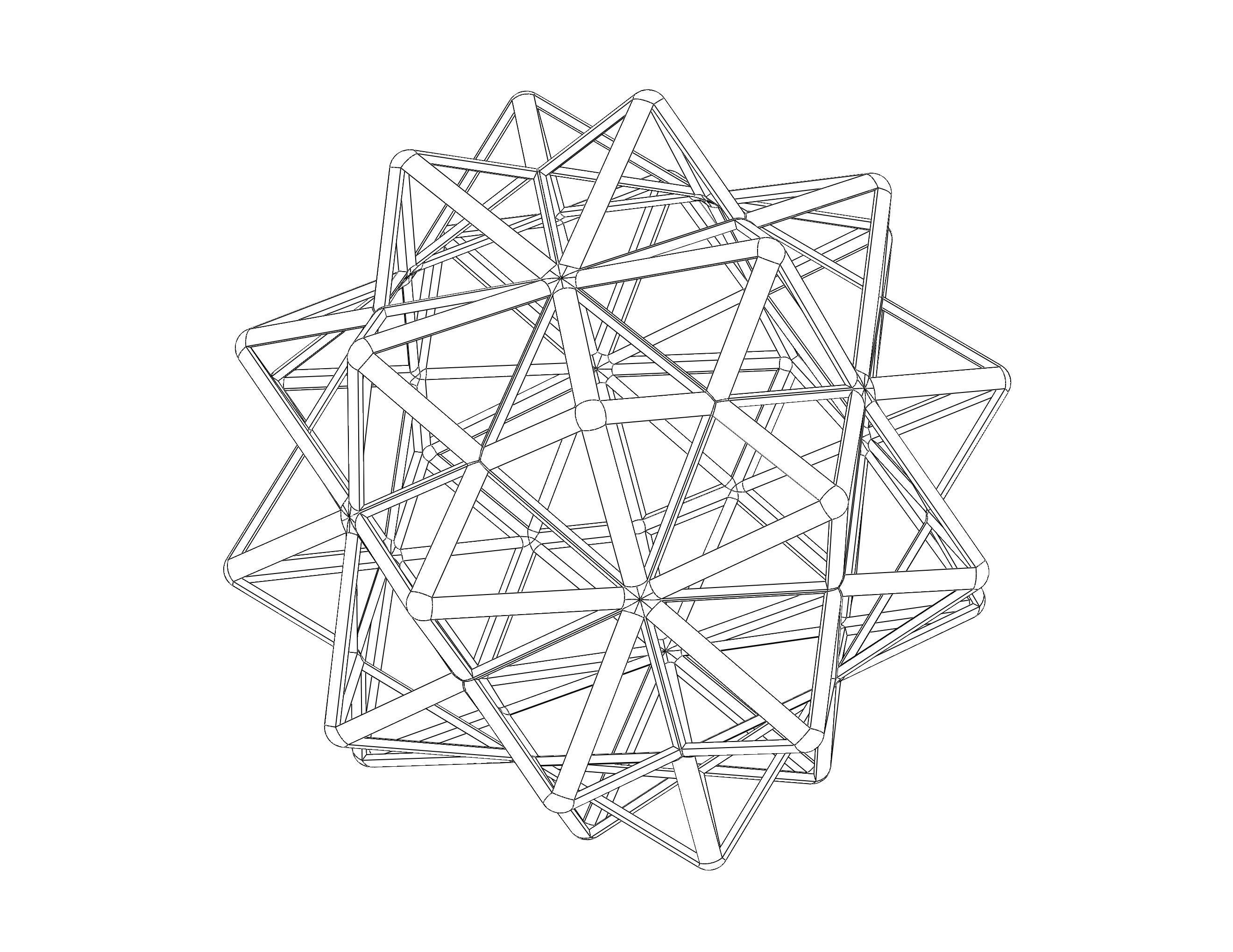 Wireframe Shape Compound of Five Octahedra 3D print model_10