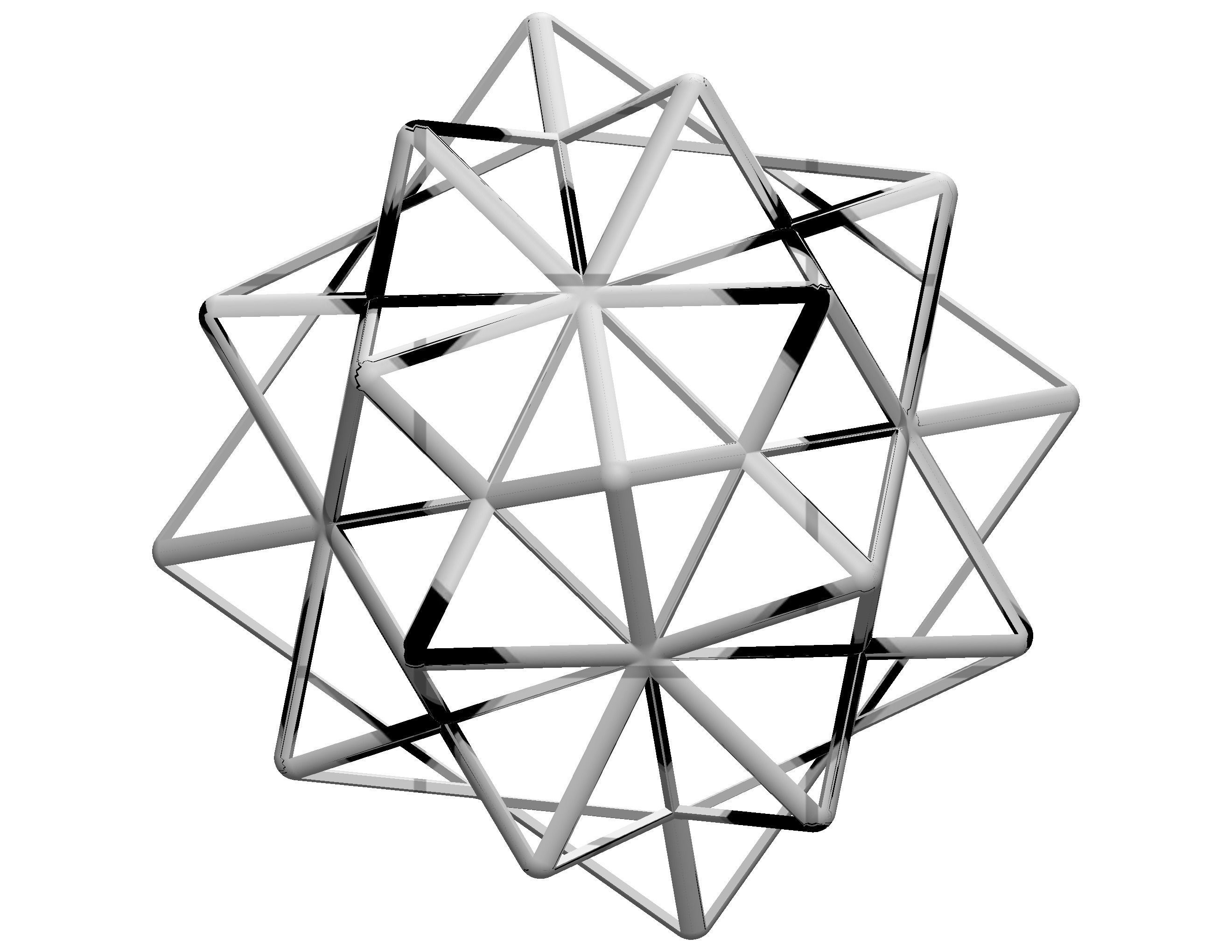 Wireframe Shape Compound of Five Octahedra 3D print model_33