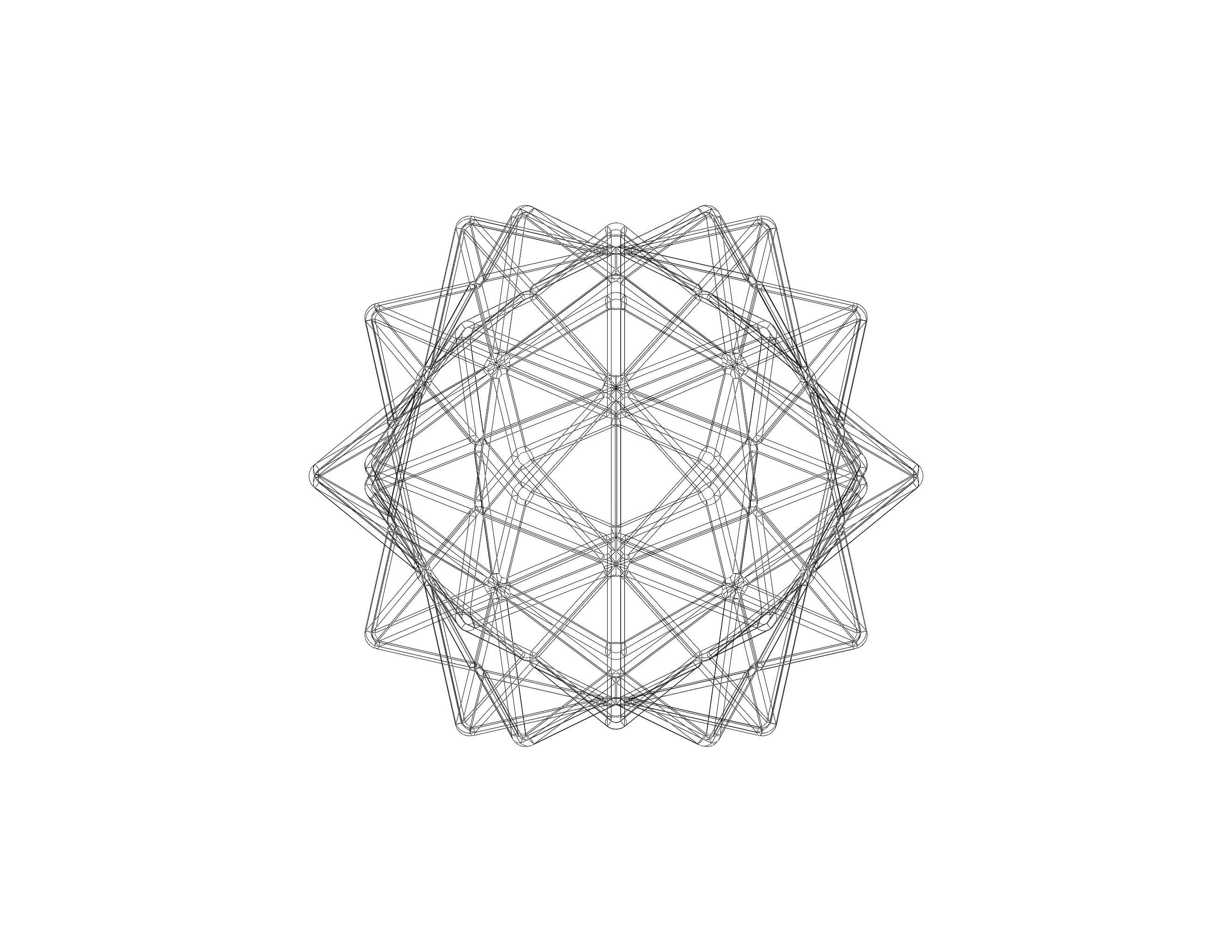 Wireframe Shape Compound of Five Octahedra 3D print model_40