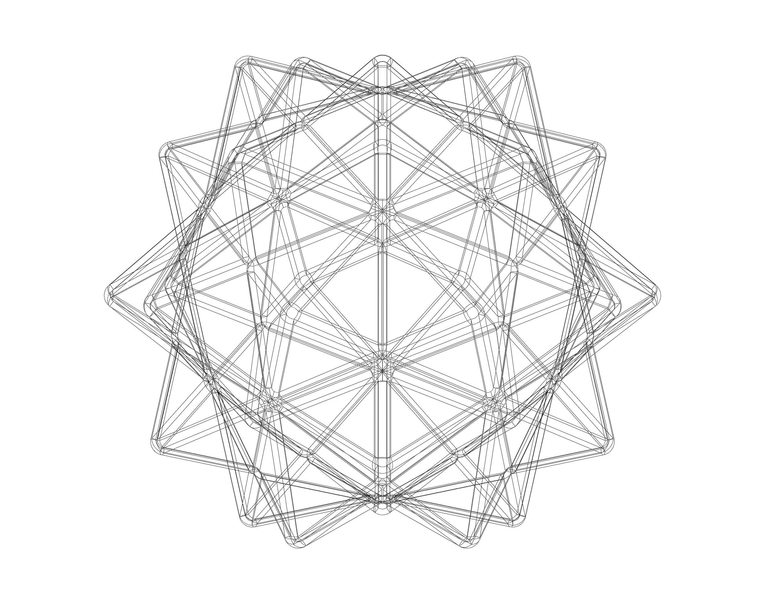 Wireframe Shape Compound of Five Octahedra 3D print model_20