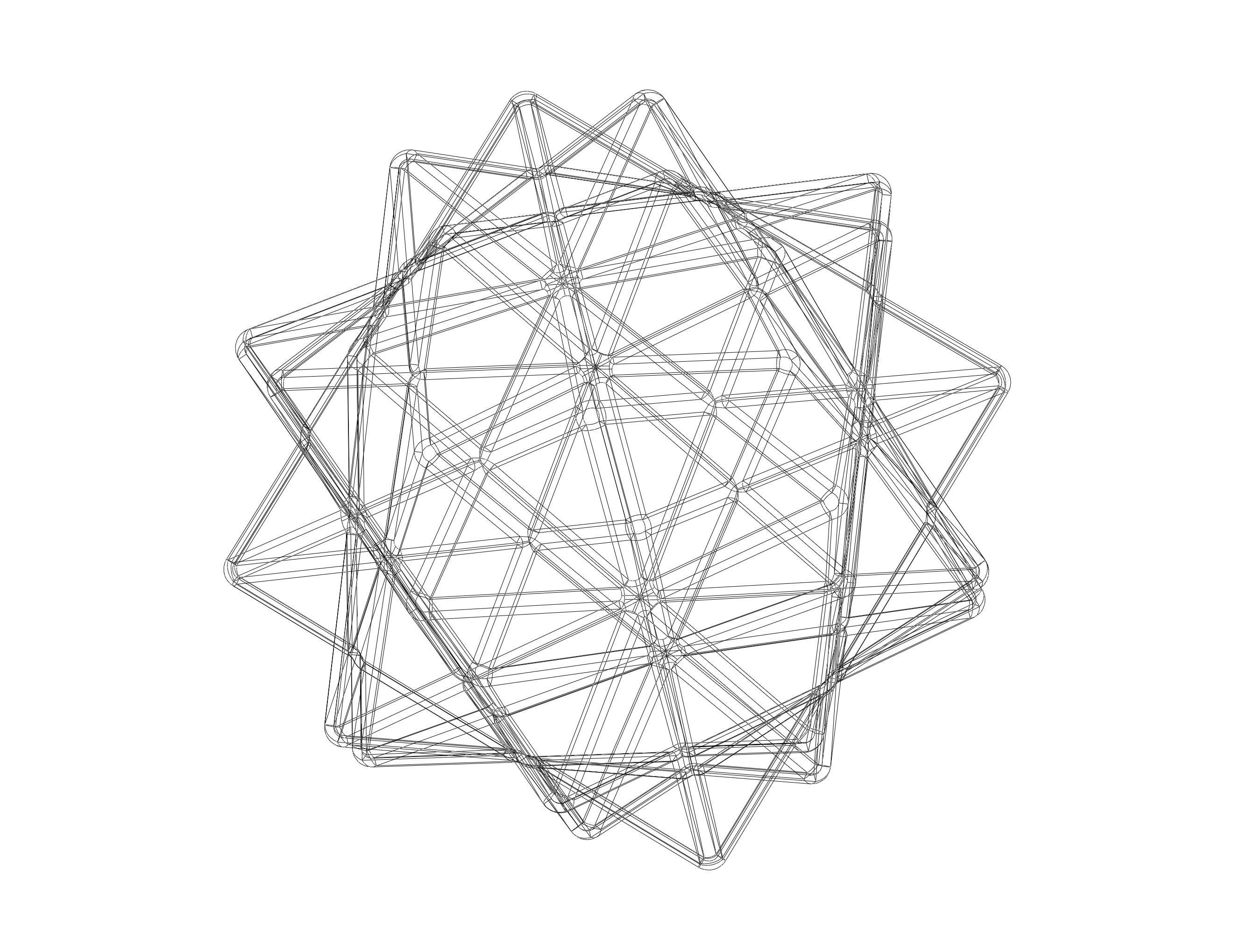 Wireframe Shape Compound of Five Octahedra 3D print model_12