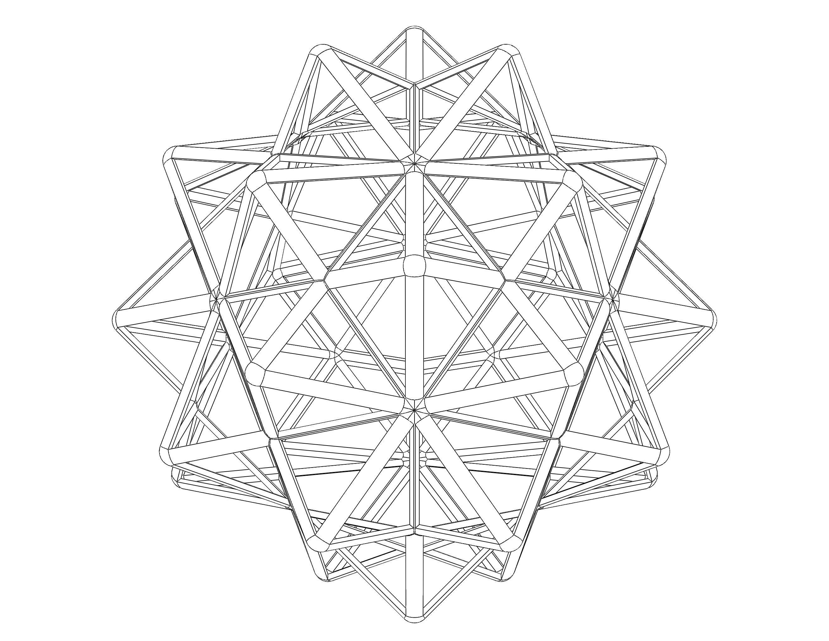 Wireframe Shape Compound of Five Octahedra 3D print model_14