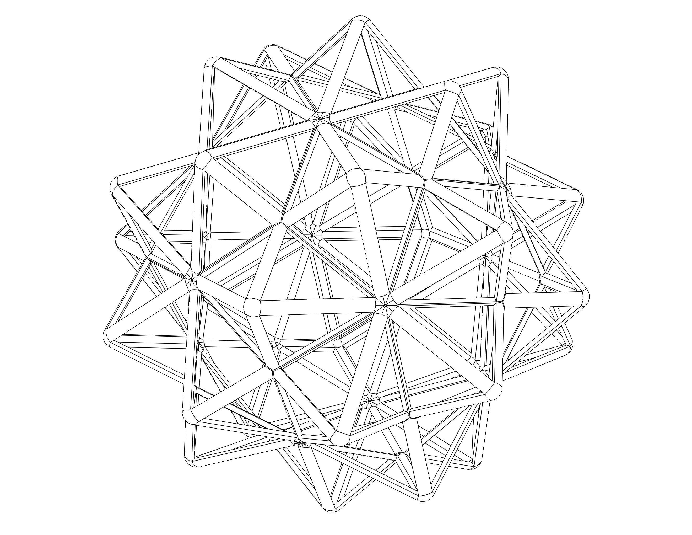 Wireframe Shape Compound of Five Octahedra 3D print model_2