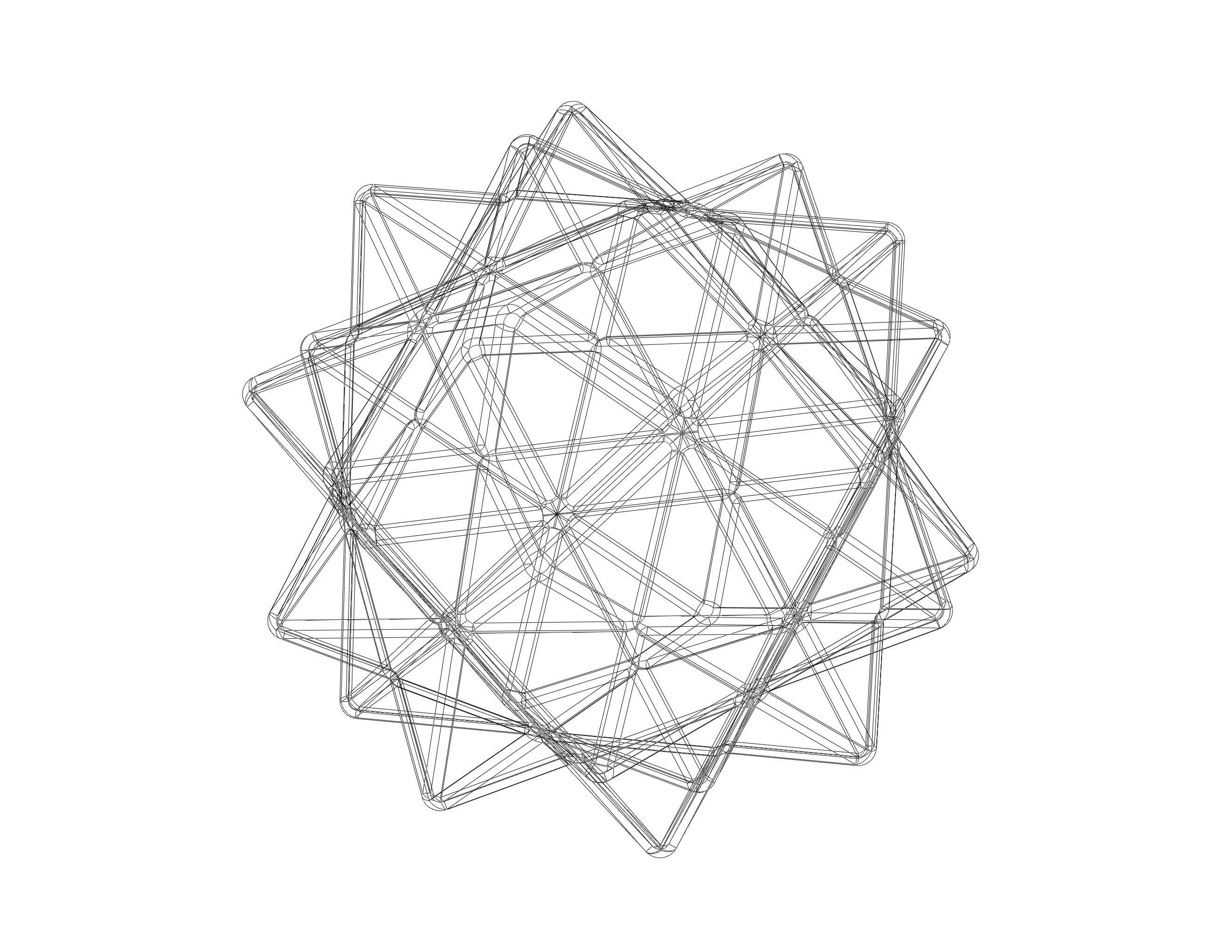 Wireframe Shape Compound of Five Octahedra 3D print model_28