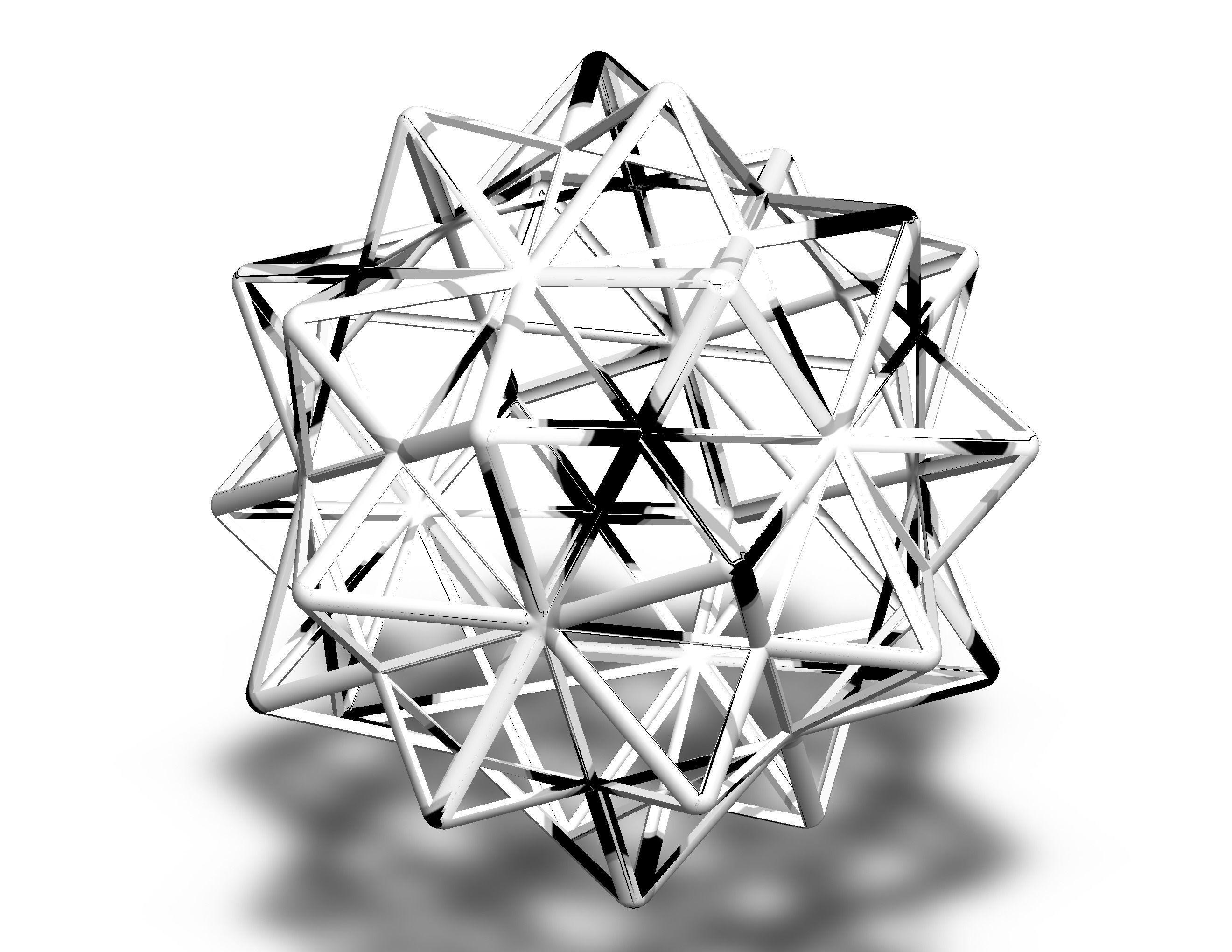 Wireframe Shape Compound of Five Octahedra 3D print model_9