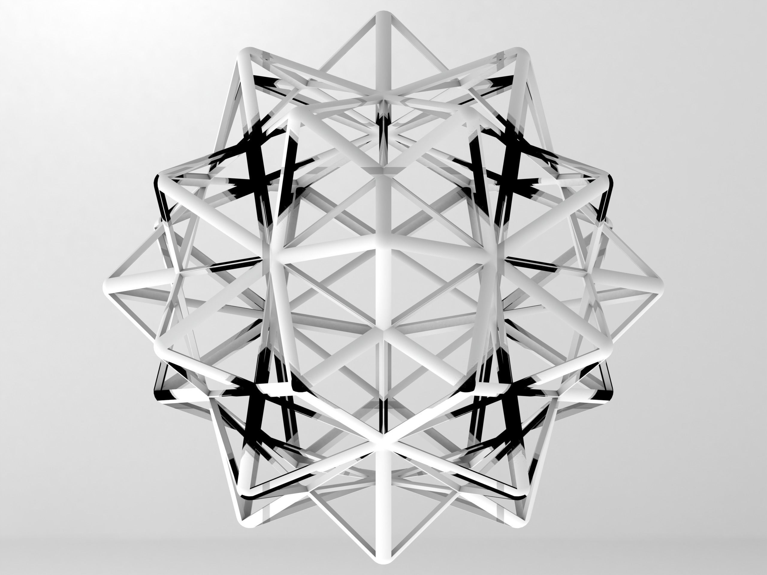 Wireframe Shape Compound of Five Octahedra 3D print model_1