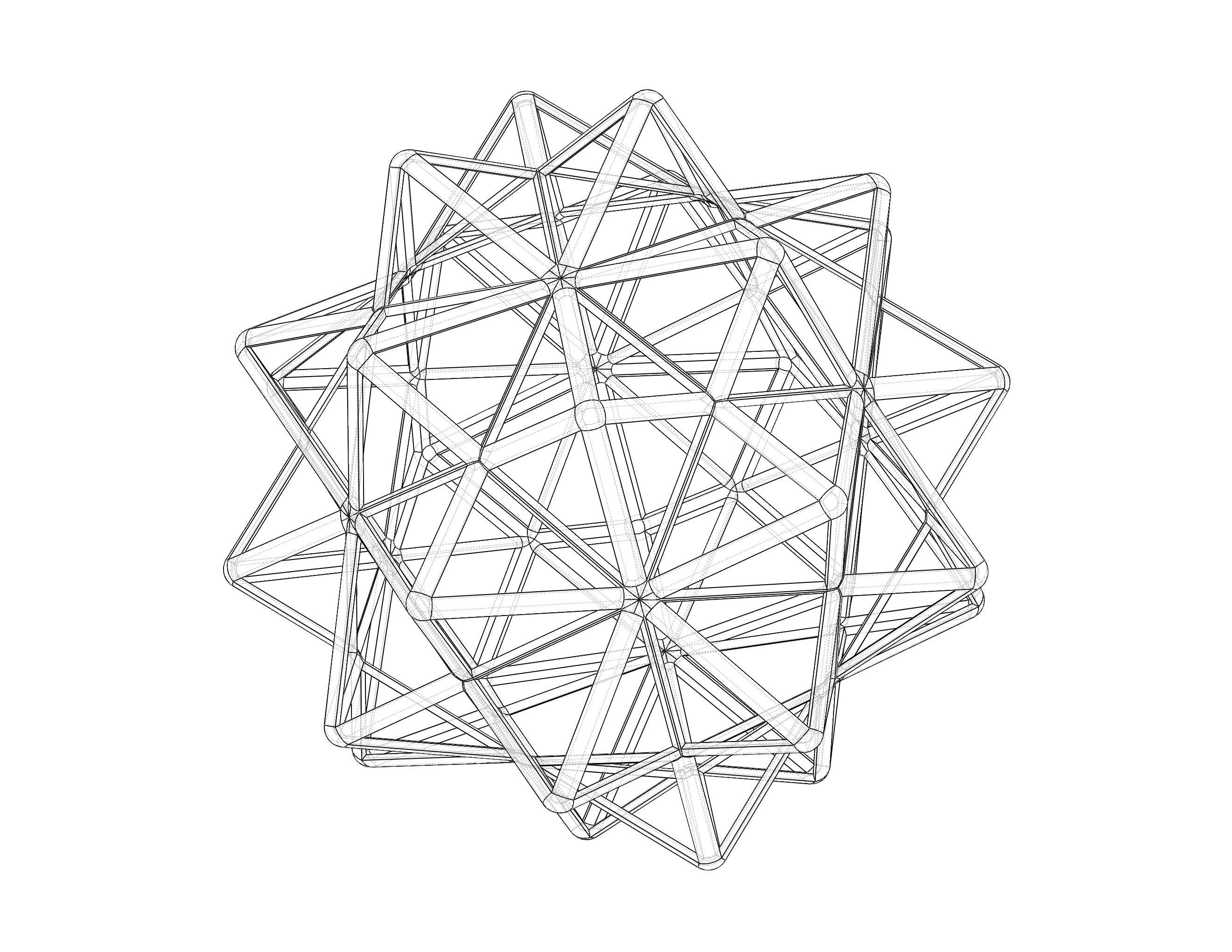 Wireframe Shape Compound of Five Octahedra 3D print model_11