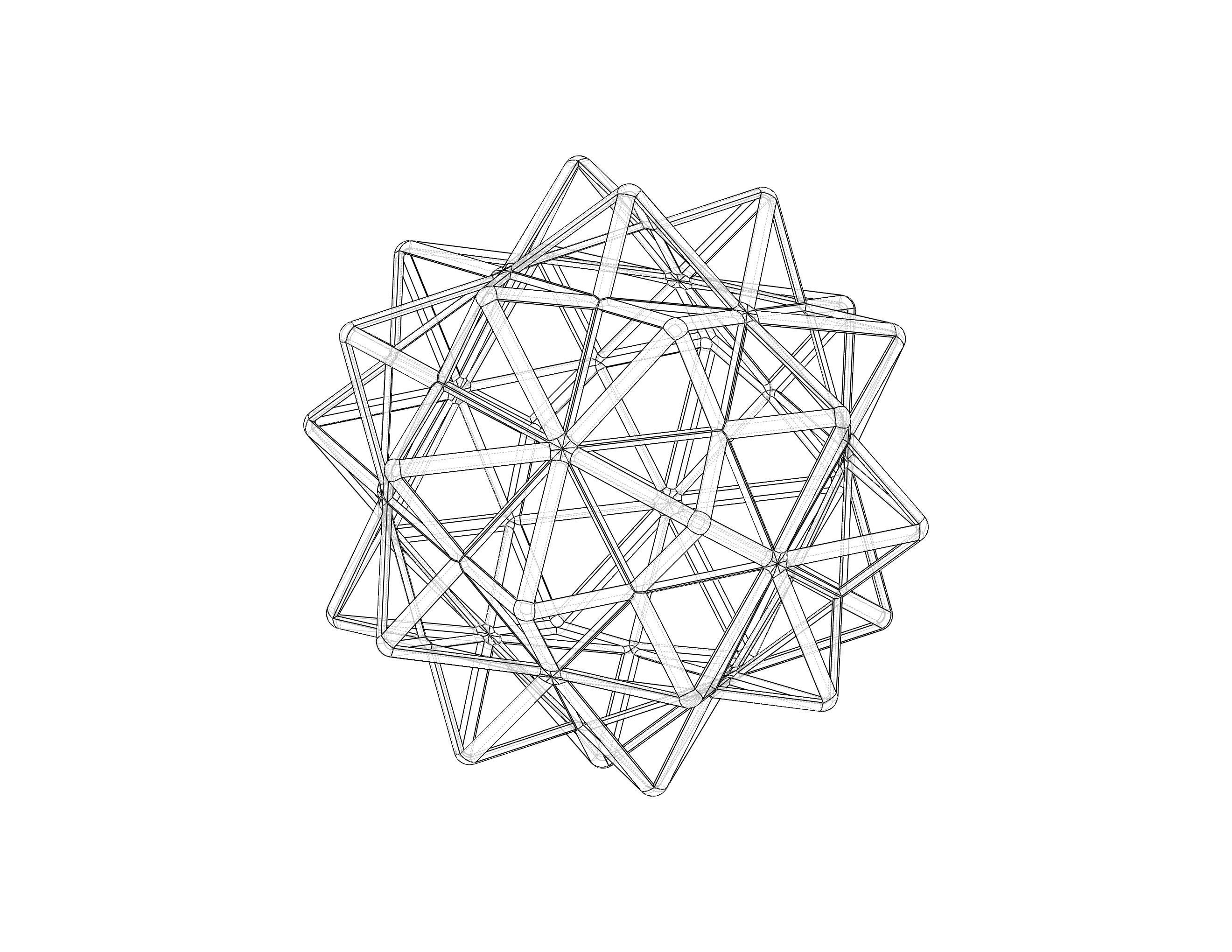 Wireframe Shape Compound of Five Octahedra 3D print model_35