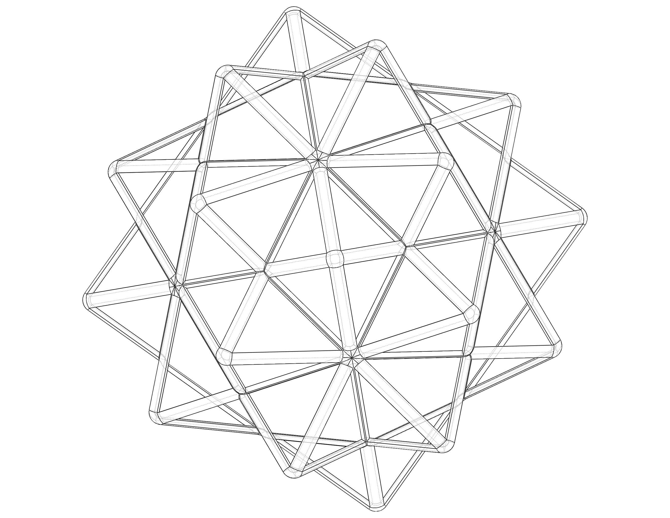 Wireframe Shape Compound of Five Octahedra 3D print model_31