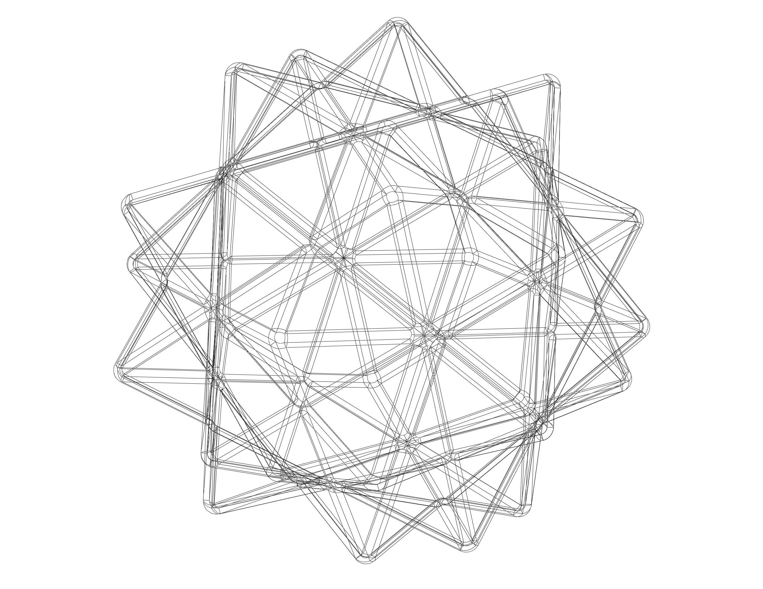 Wireframe Shape Compound of Five Octahedra 3D print model_4
