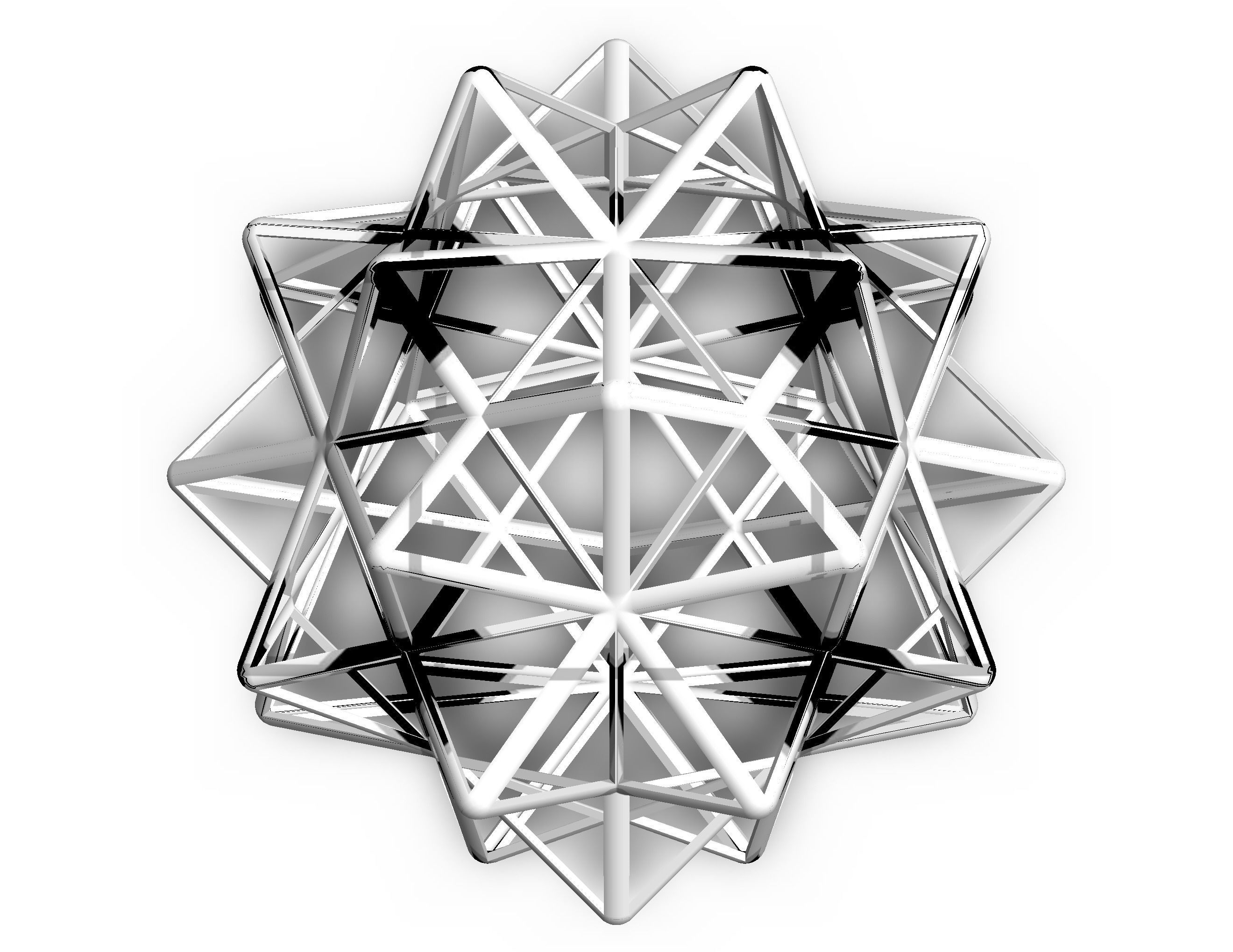 Wireframe Shape Compound of Five Octahedra 3D print model_17